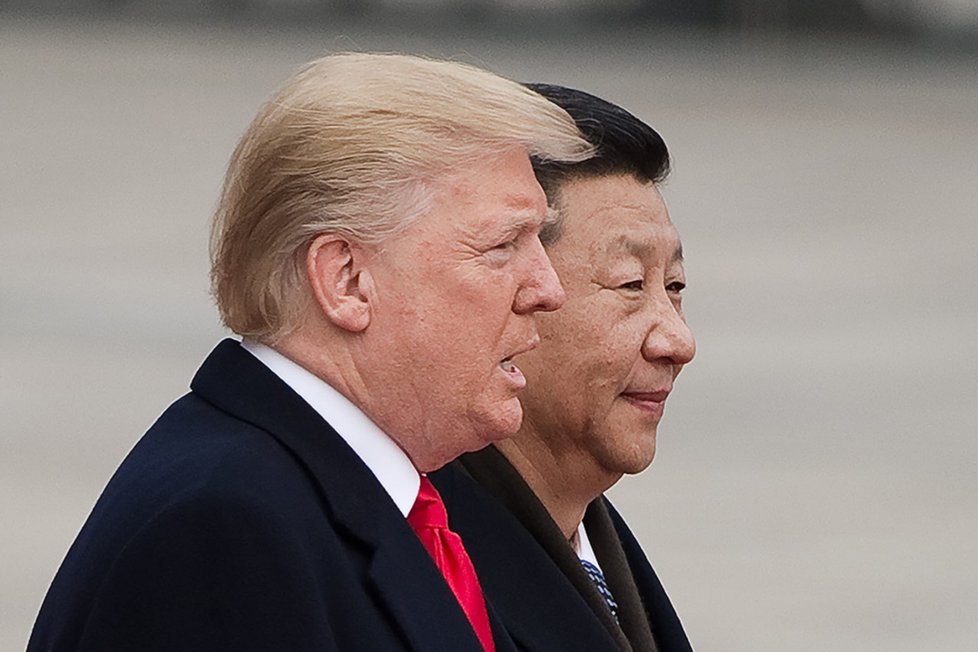<p>Presidents Trump and Xi stand next to one another during a November 2017 meeting in Beijing.</p>
