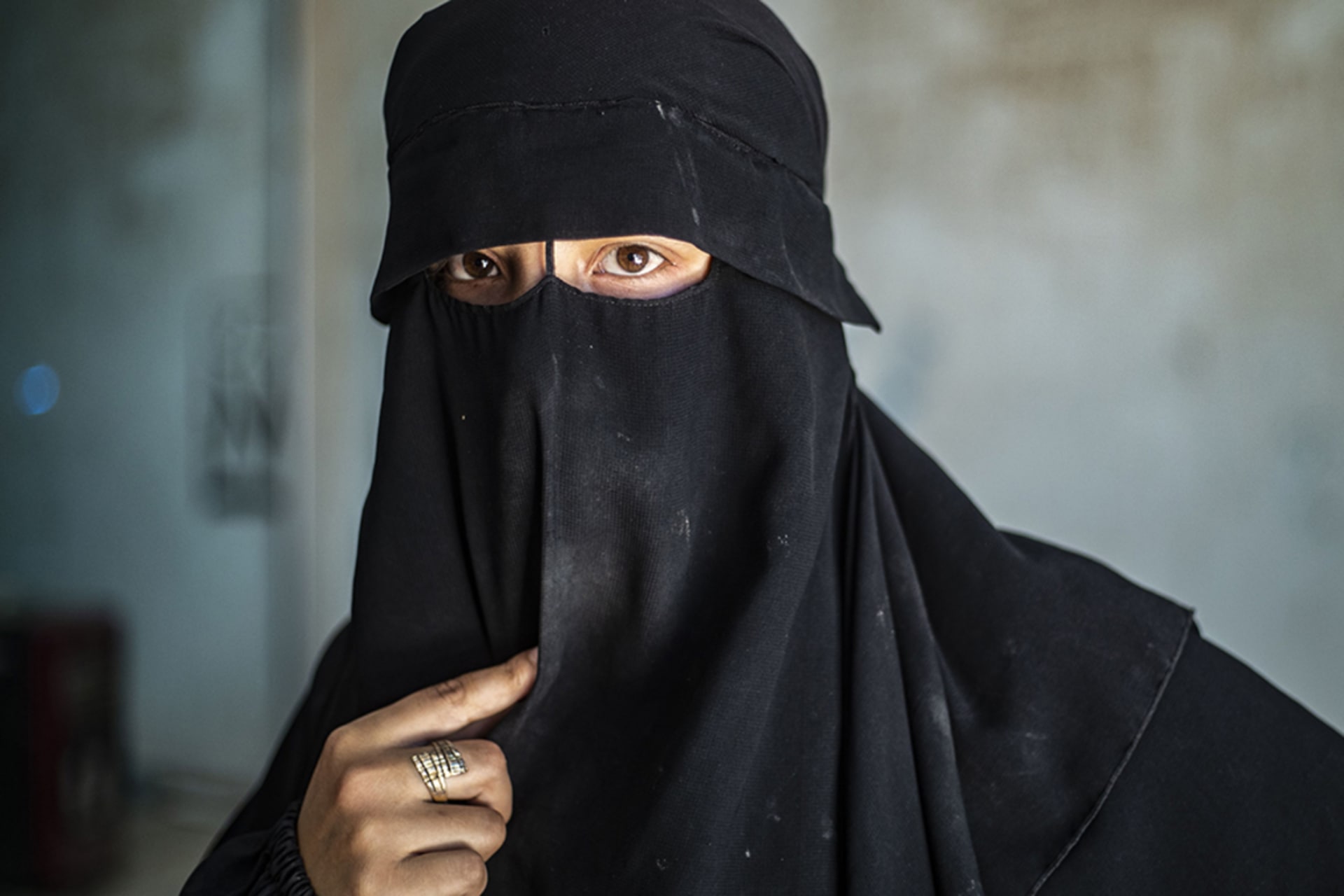 <p>A woman at al-Hol camp in northeastern Syria.</p>
