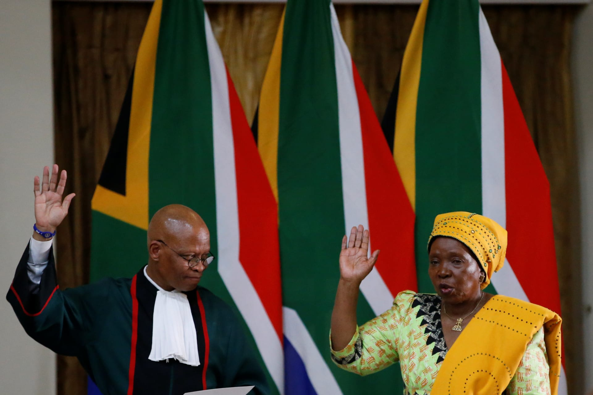<p>Nkosazana Dlamini Zuma is sworn in as South Africa’s Minister of Cooperative Governance and Traditional Affairs, May 30, 2019.</p>
