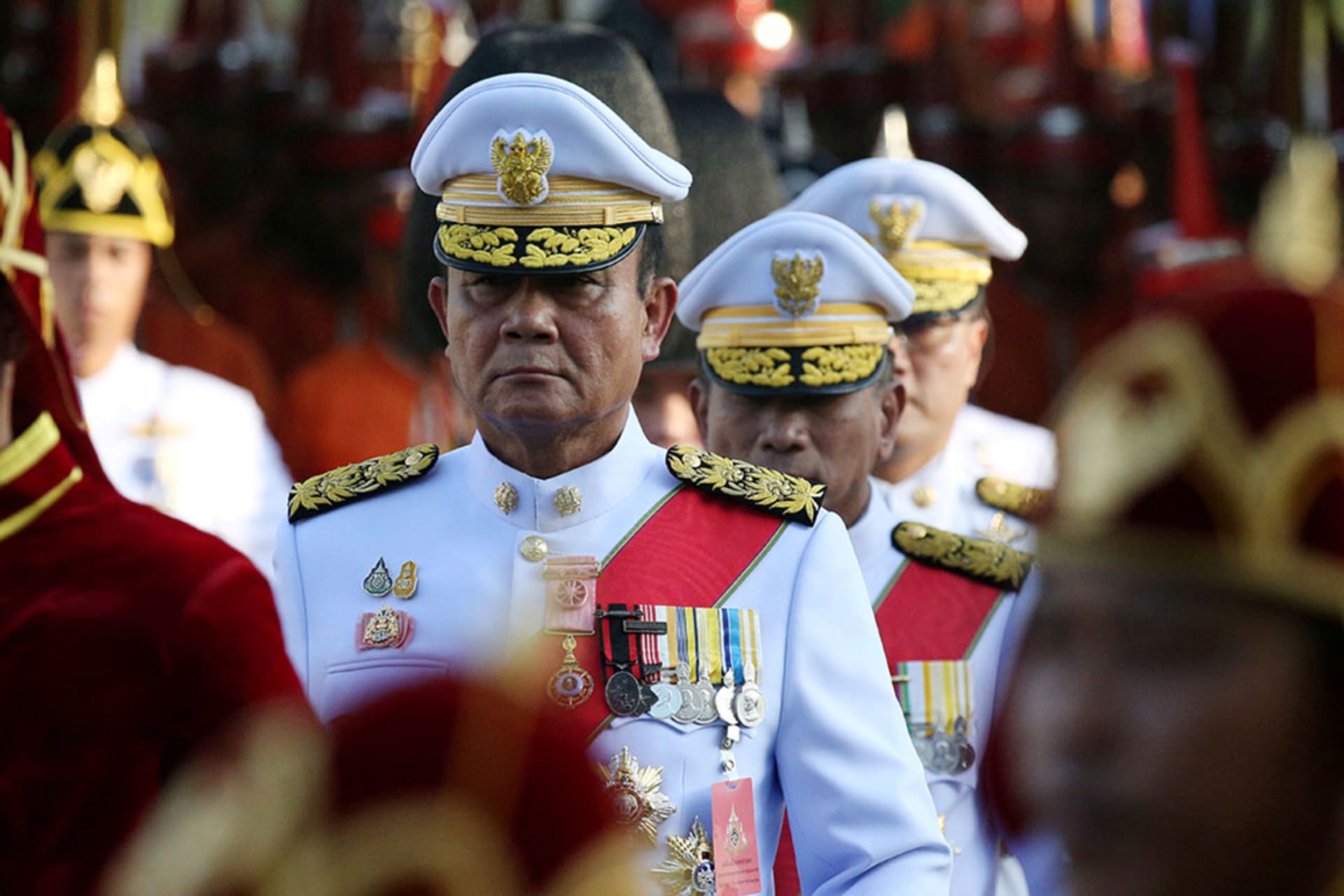 <p>Thailand’s Prime Minister Prayuth Chan-ocha attends the coronation procession for King Vajiralongkorn in May 2019.</p>
