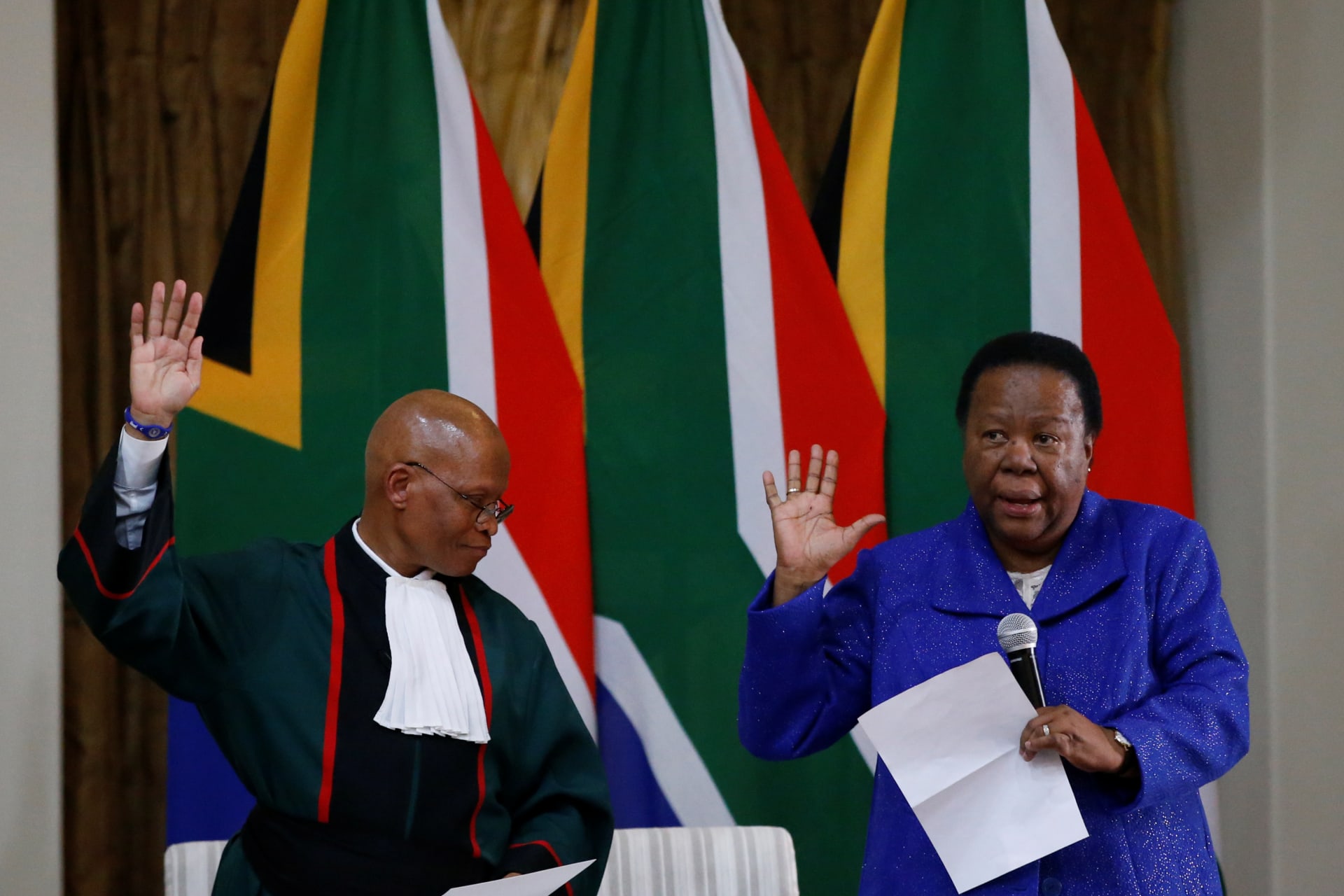<p>Naledi Pandor is sworn in as South Africa’s Minister of International Relations by Chief Justice Mogoeng Mogoeng in Pretoria, South Africa, on May 30, 2019. </p>
