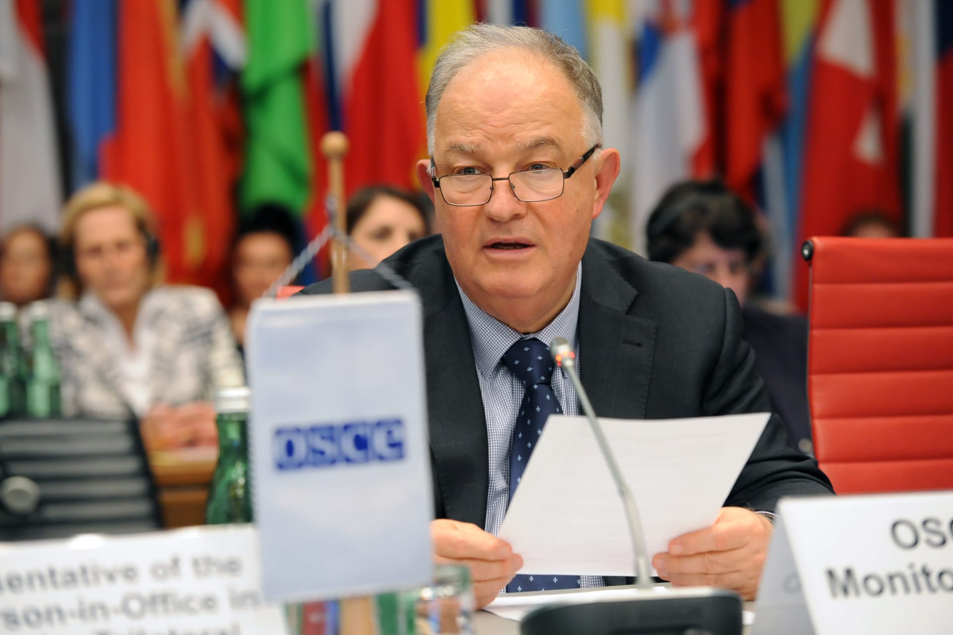 <p>Amb. Apakan addressing the OSCE Permanent Council in Vienna.</p>
