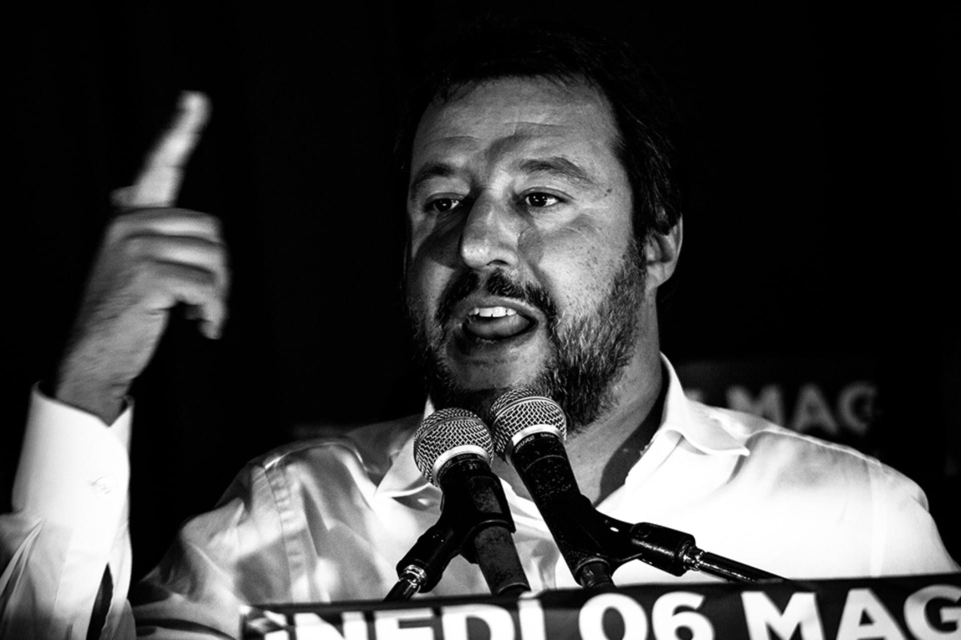 <p>Italian Deputy Prime Minister Matteo Salvini gives a speech in Avellino, Italy.</p>
