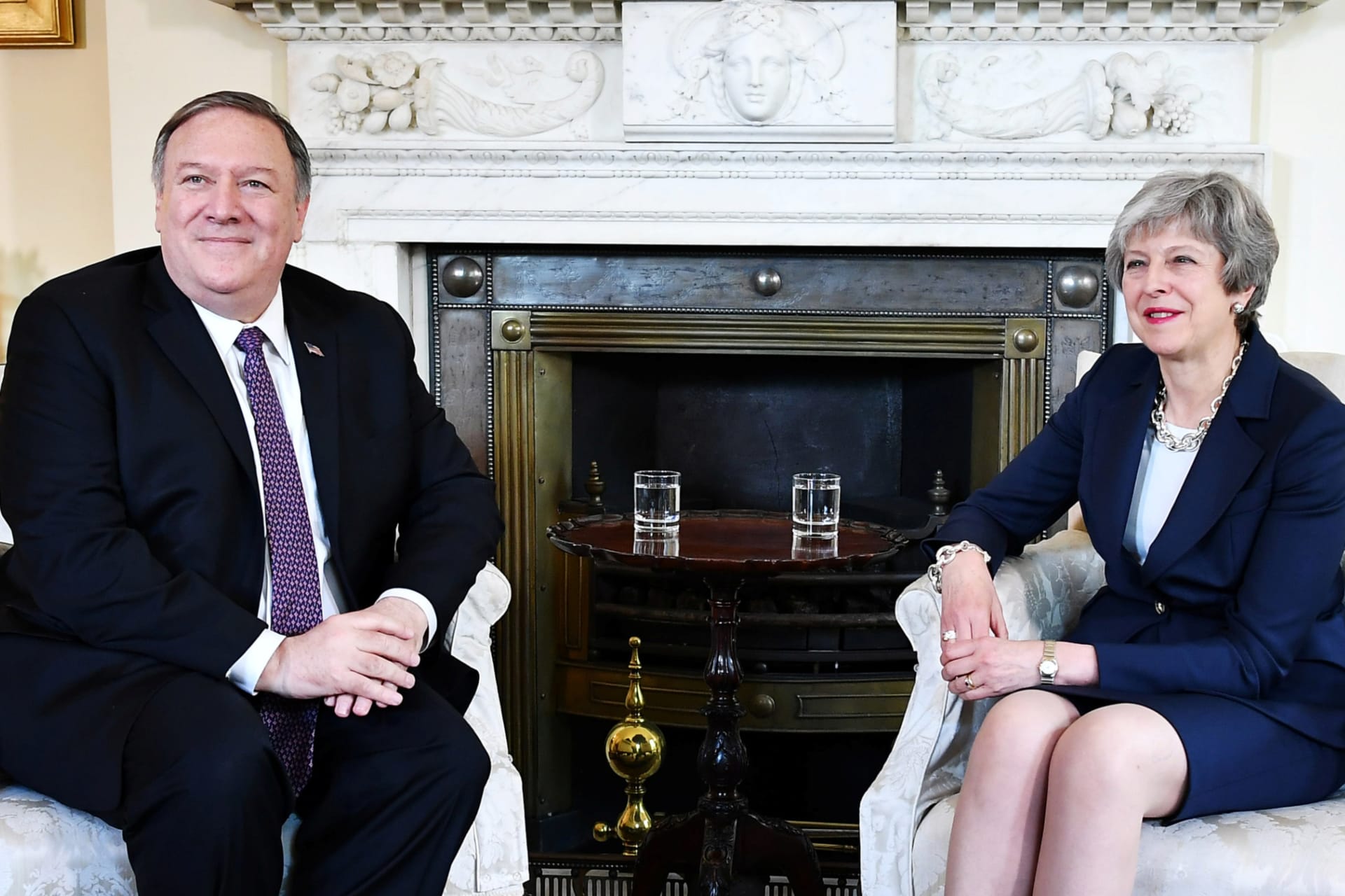 <p>U.S. Secretary of State Mike Pompeo meets with Britain’s Prime Minister Theresa May at 10 Downing Street in London, Britain May 8, 2019.</p>
