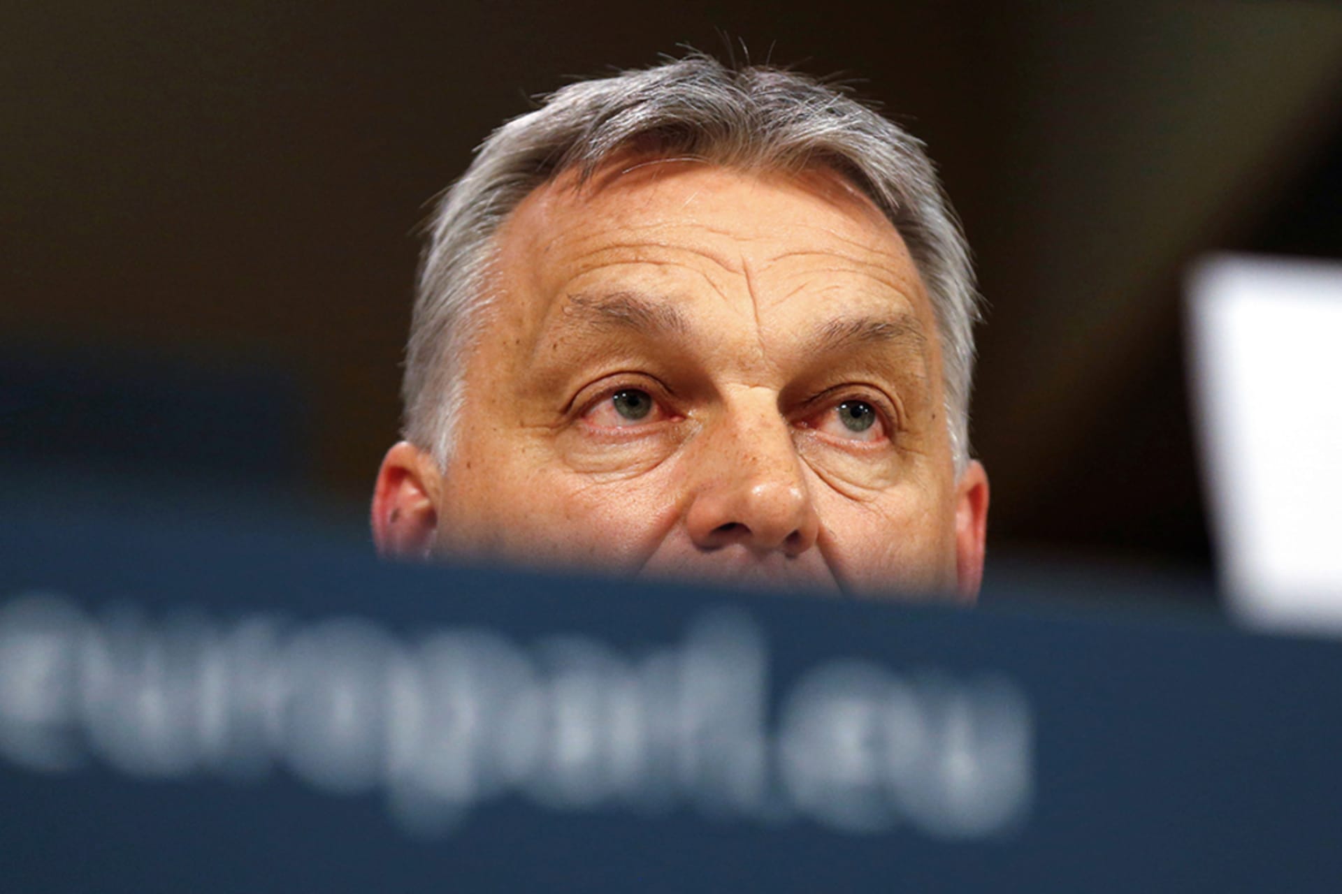 <p>Hungary’s Prime Minister Viktor Orban attends a news conference in Brussels, March 2019.</p>
