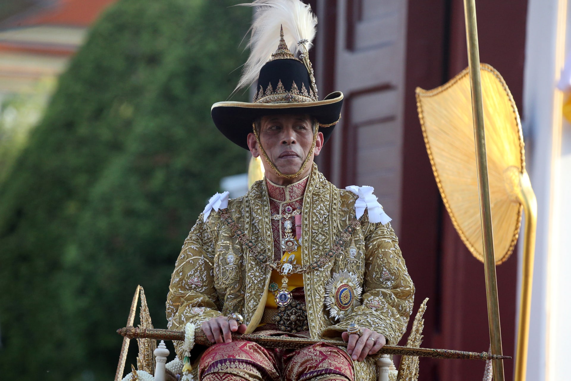 <p>Thailand’s newly crowned King Maha Vajiralongkorn attends his coronation procession, in Bangkok, Thailand on May 5, 2019.</p>
