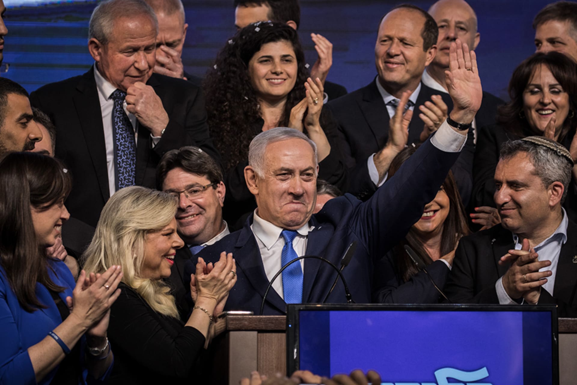 <p>Israeli Prime Minister Benjamin Netanyahu delivers a speech to supporters after the country’s April 2019 parliamentary elections.</p>
