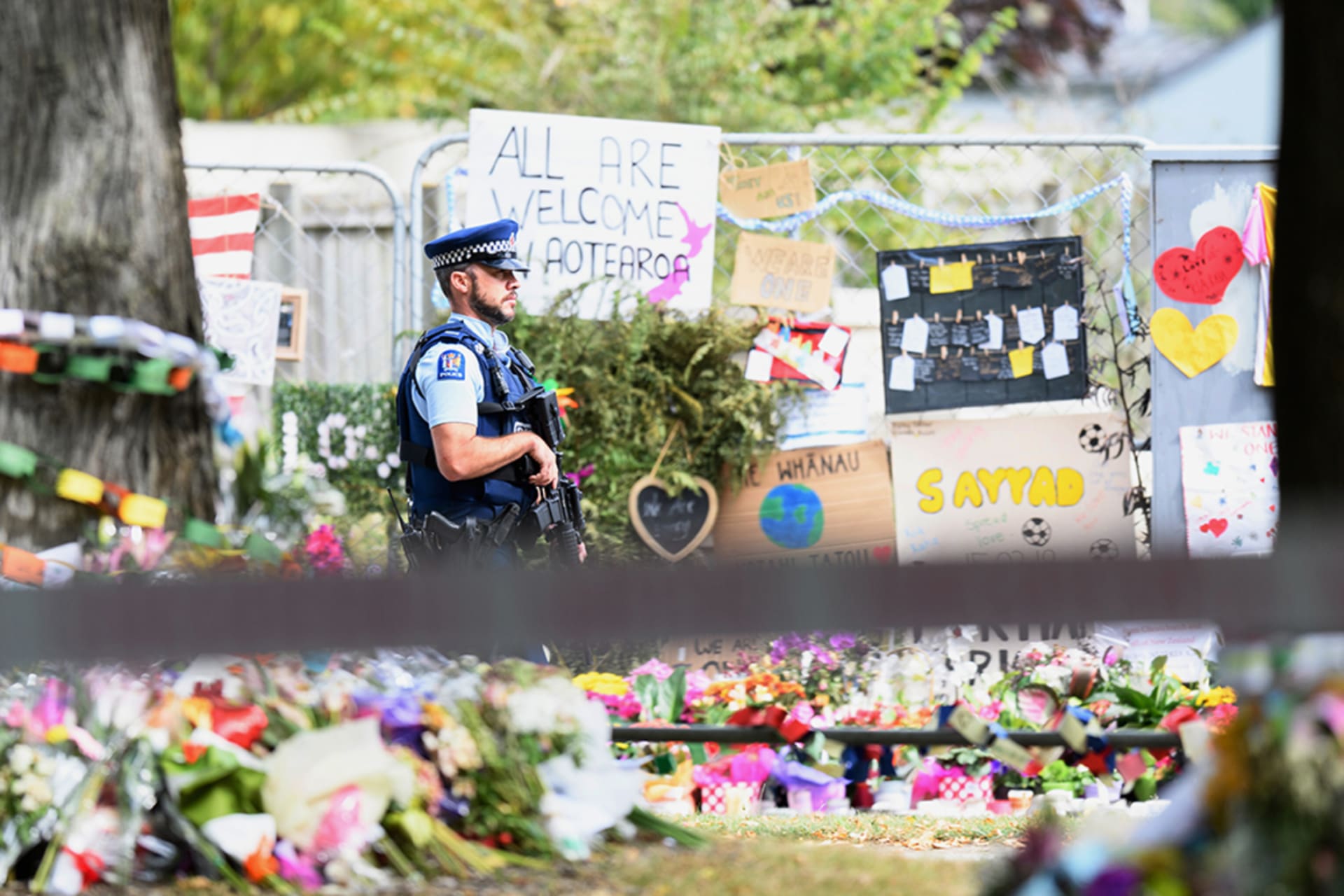 <p>A memorial outside Al Noor mosque in Christchurch, New Zealand.</p>

