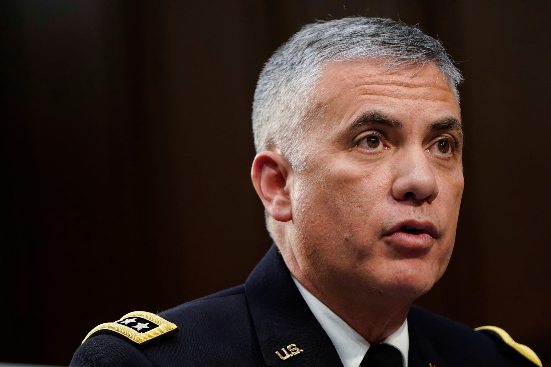 <p>Gen. Paul Nakasone, director of the National Security Agency and commander of U.S. Cyber Command, testifies to the Senate Intelligence Committee hearing about “worldwide threats” on Capitol Hill, January 29, 2019. </p>
