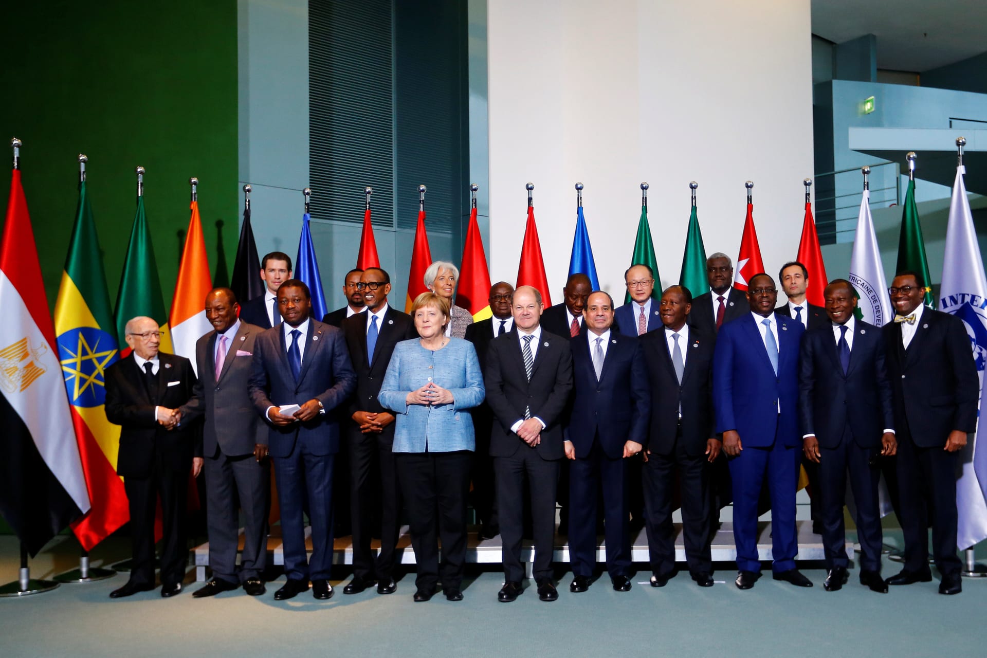 <p>World leaders and heads of states of African countries pose for a photo ahead of the ‘G20 Compact with Africa’ summit in Berlin, Germany, October 2018</p>
