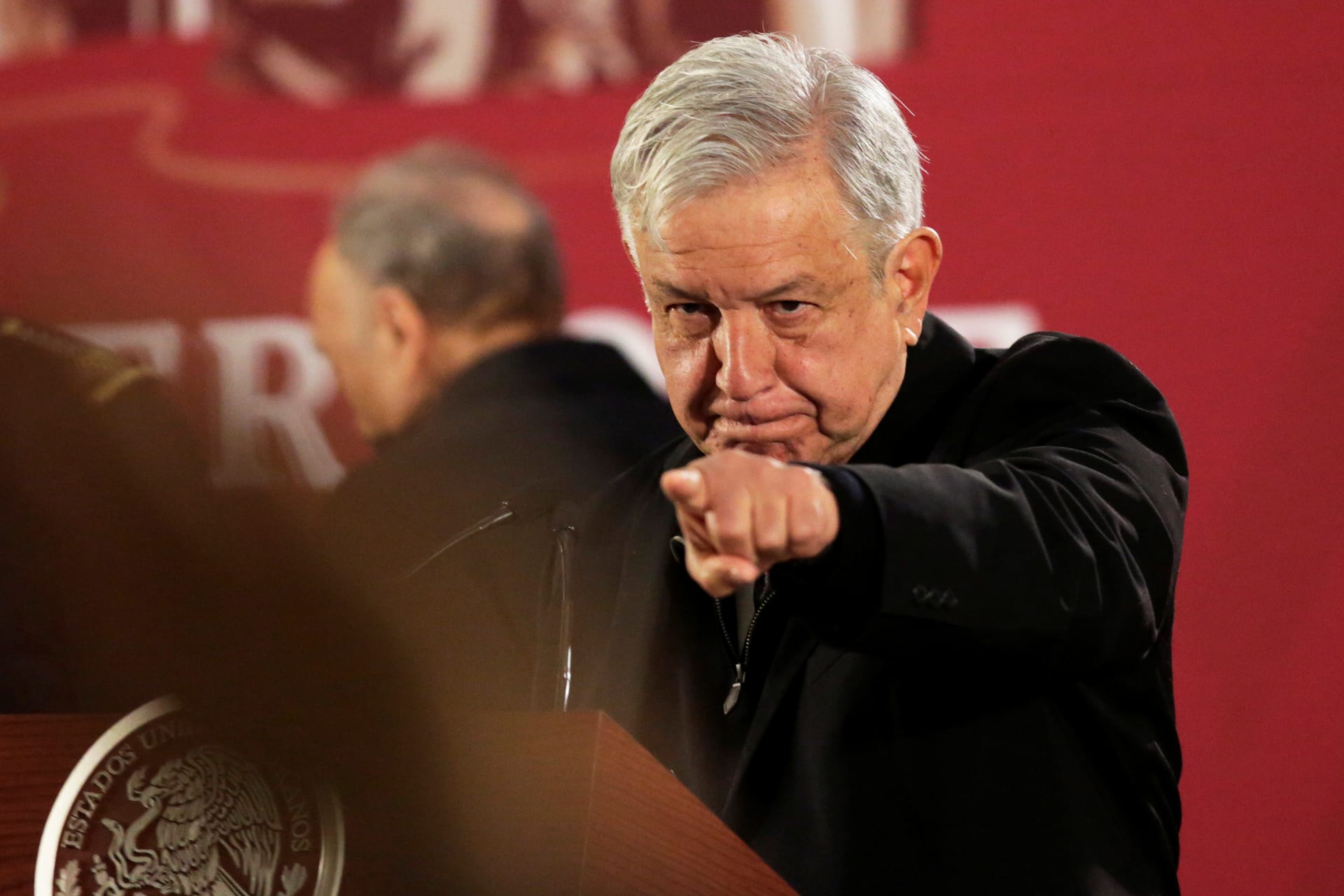 <p>Mexico’s President Andres Manuel Lopez Obrador gestures during a news conference at National Palace in Mexico City, Mexico December 26, 2018.</p>
