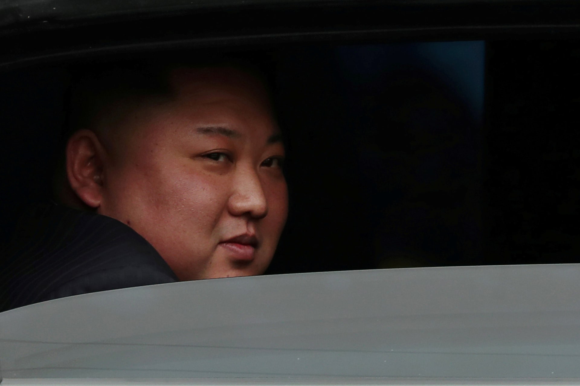 <p>North Korea’s leader Kim Jong-un sits in his vehicle after arriving at the Dong Dang railway station, Vietnam, at the border with China on February 26, 2019. </p>
