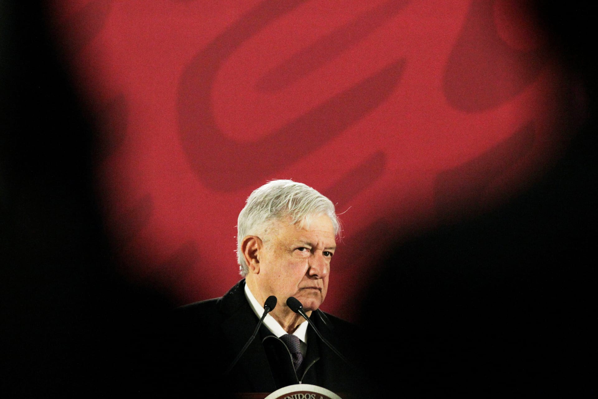 <p>Mexico’s President Andres Manuel Lopez Obrador looks on during a news conference at National Palace in Mexico City, Mexico December 26, 2018.</p>
