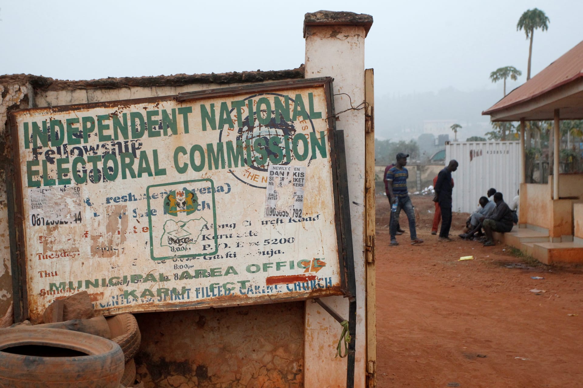 <p>Bus drivers, who were assigned to transport election materials to polling units, sit at the Independent National Electoral Commission (INEC) office, after the postponement of the presidential election, in Abuja, Nigeria, on February 16, 2019. </p>

