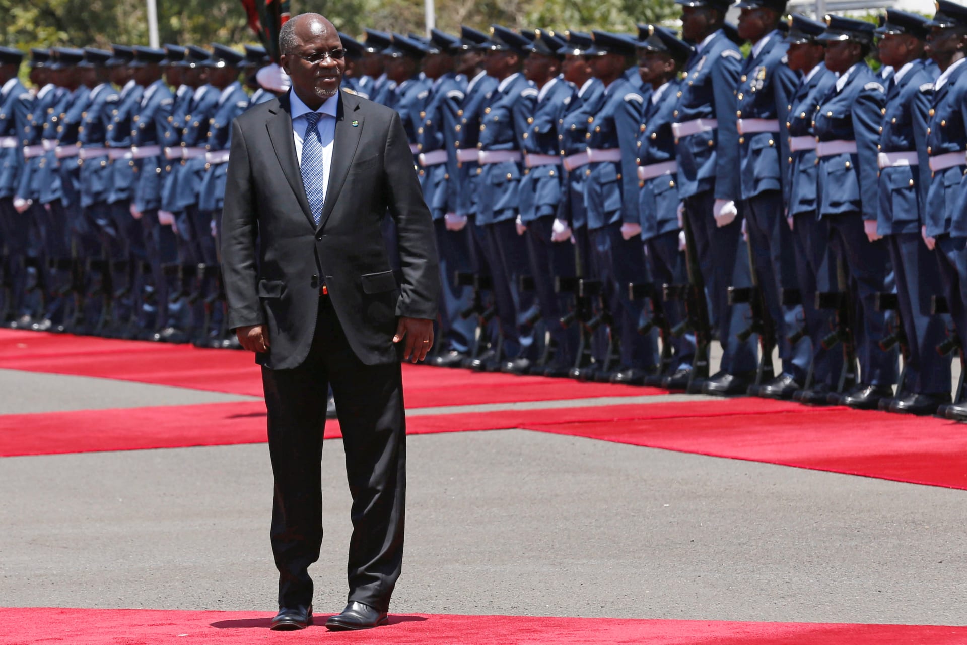<p>Tanzania’s President John Magufuli leaves after inspecting a guard of honour during his official visit to Nairobi, Kenya.</p>
