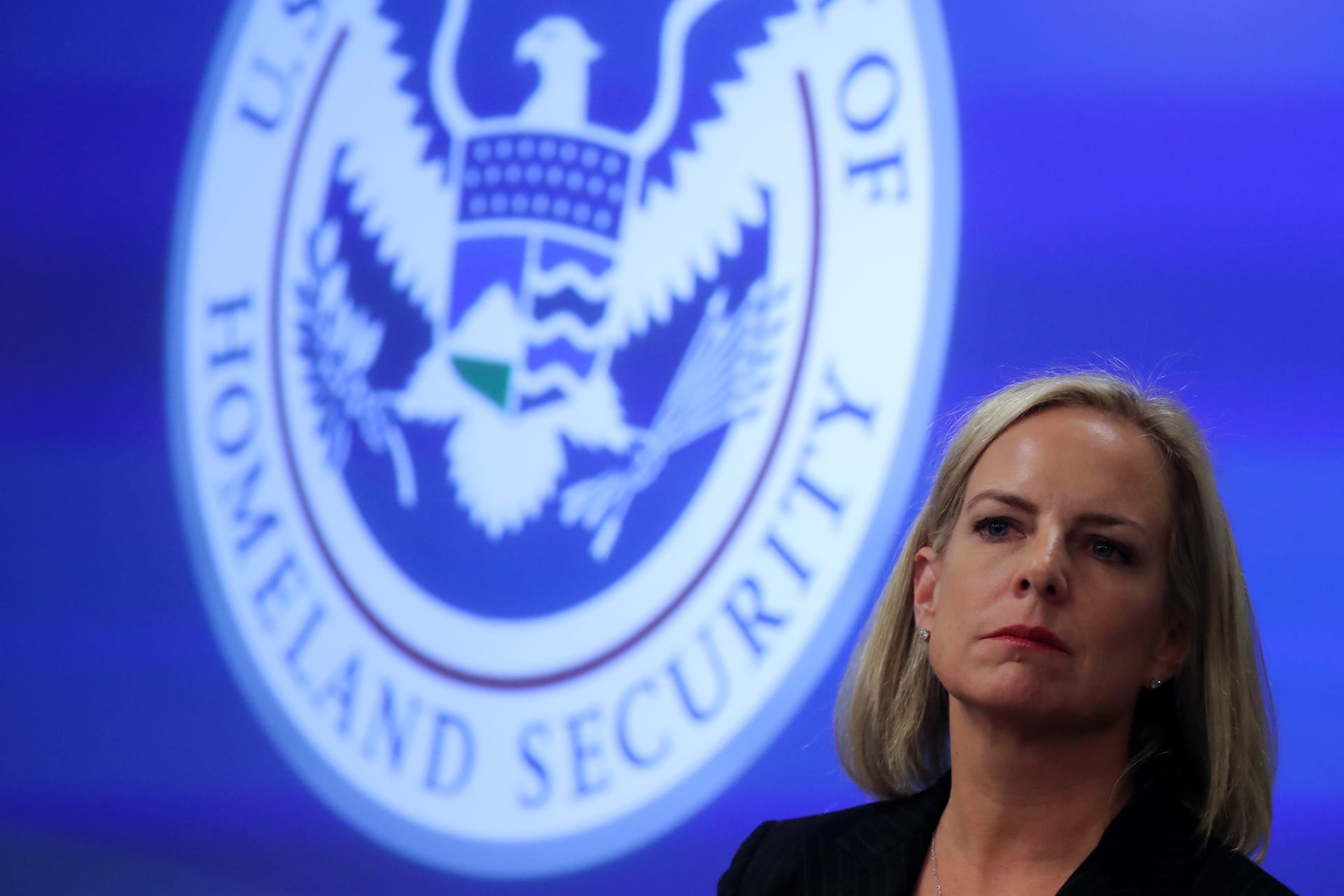 <p>Secretary of Homeland Security Kirstjen Nielsen visits the Department of Homeland Security’s Election Operations Center and National Cybersecurity and Communications Integration Center on November 6, 2018. </p>
