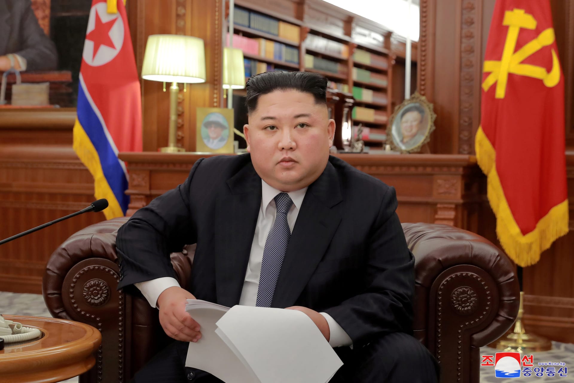<p>North Korean leader Kim Jong-un poses for photos in Pyongyang on January 1, 2019.</p>
