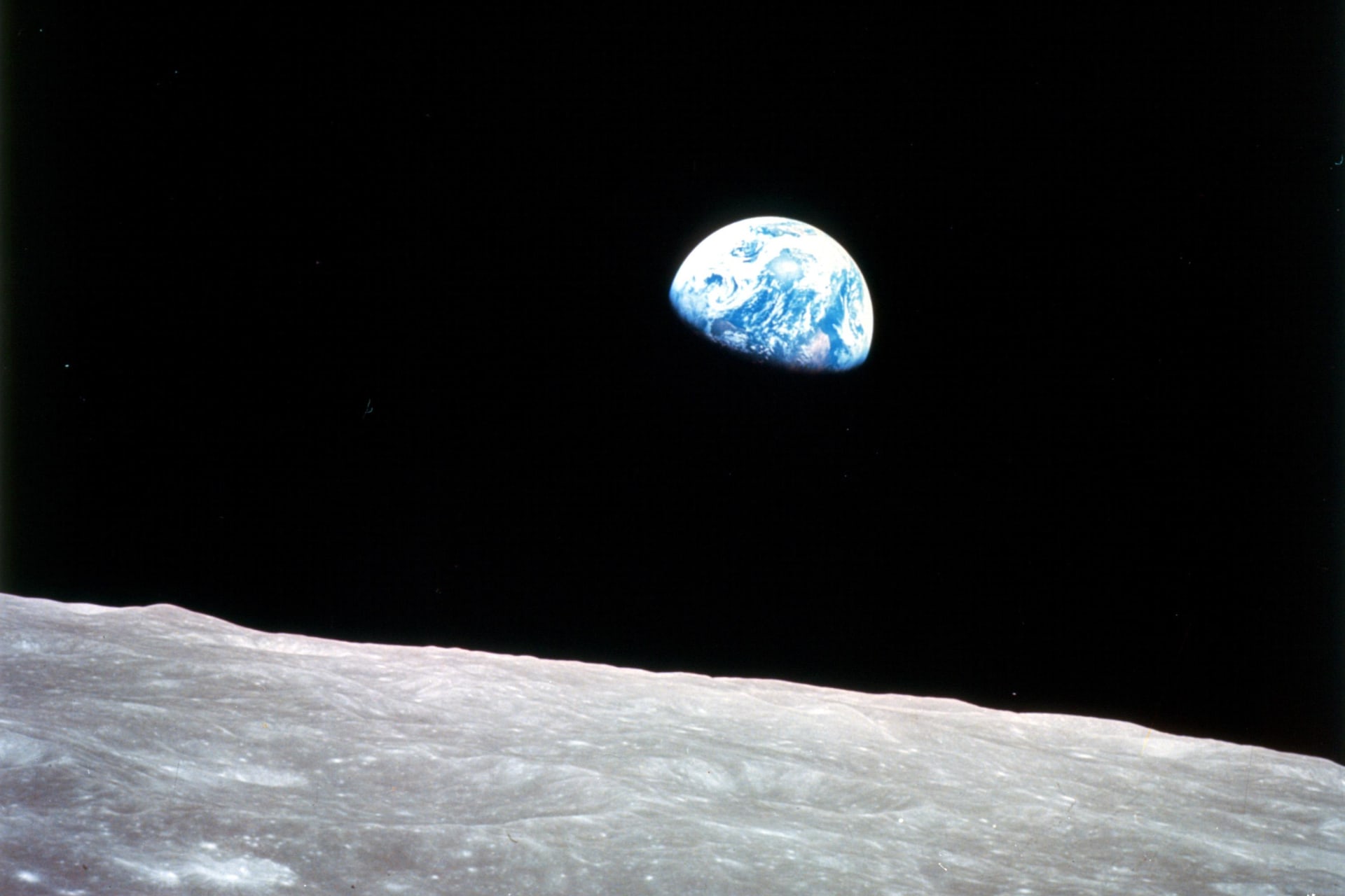 <p>The influential “Earthrise” photograph, taken from the Apollo 8 spacecraft as it orbited the moon in December, 1968.</p>
