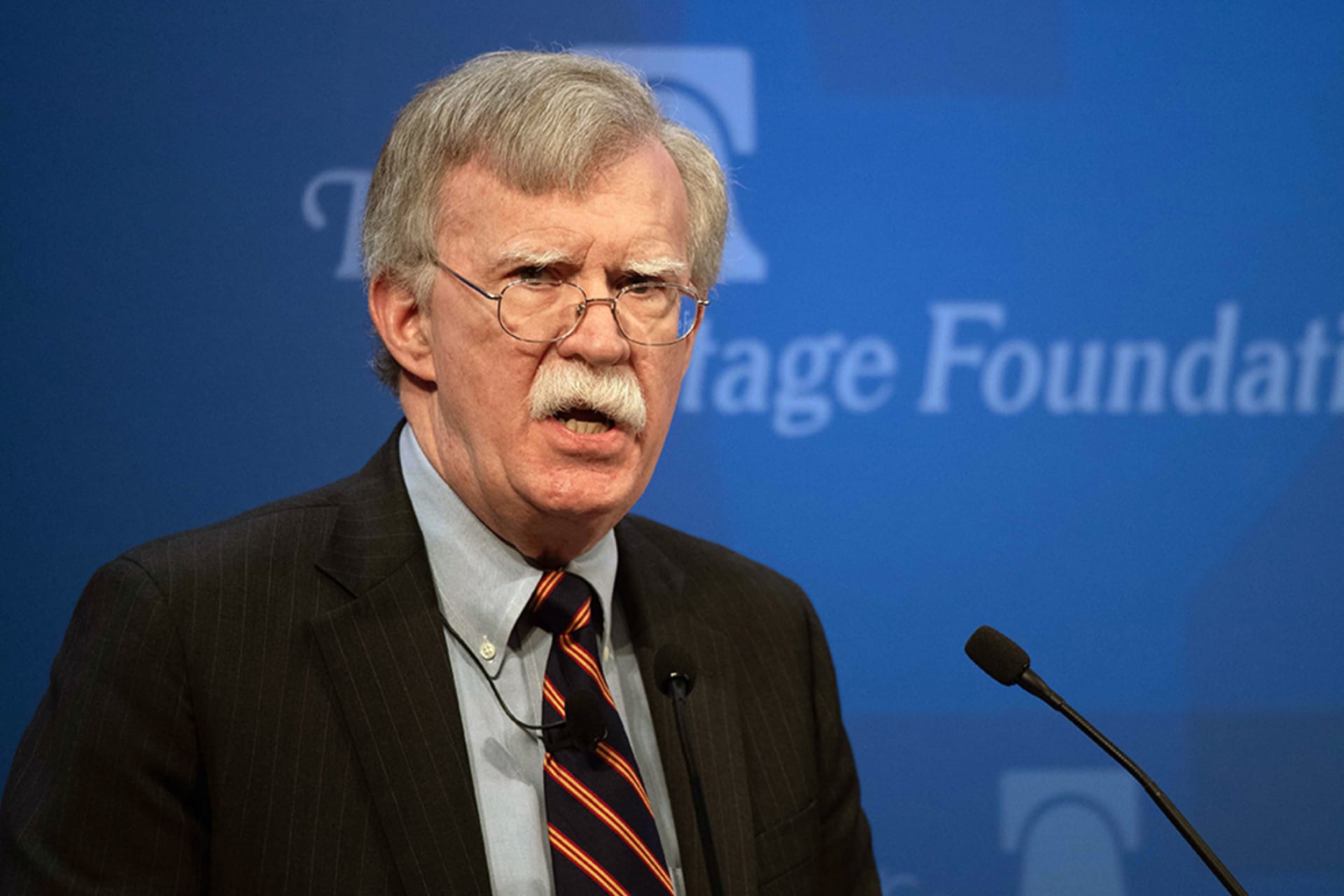 <p>U.S. National Security Advisor John Bolton speaks about the administration’s African policy at the Heritage Foundation in Washington, DC, on December 13, 2018.</p>
