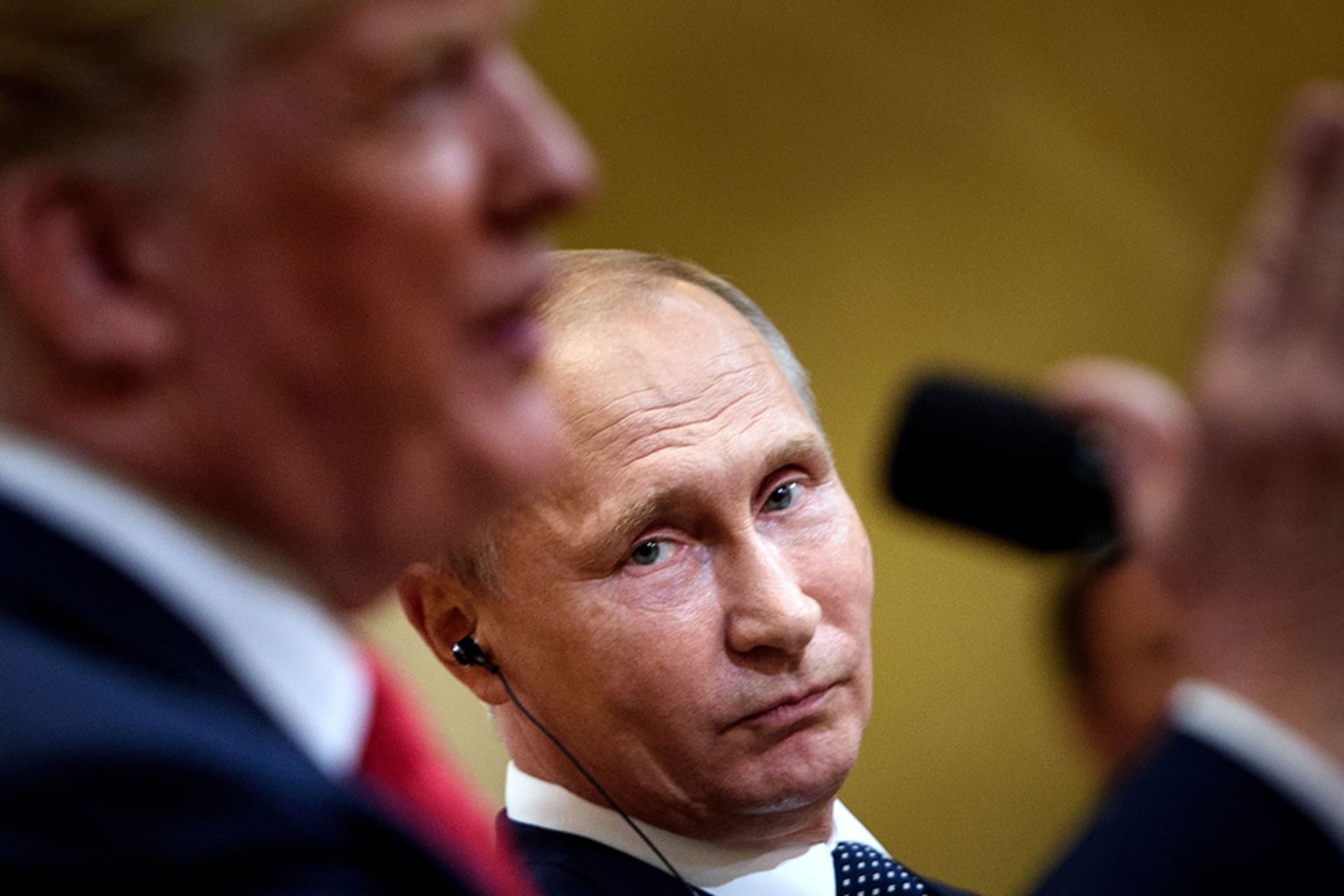 <p>Russian President Vladimir Putin and U.S. President Donald J. Trump meet at a Helsinki summit in July 2018.</p>
