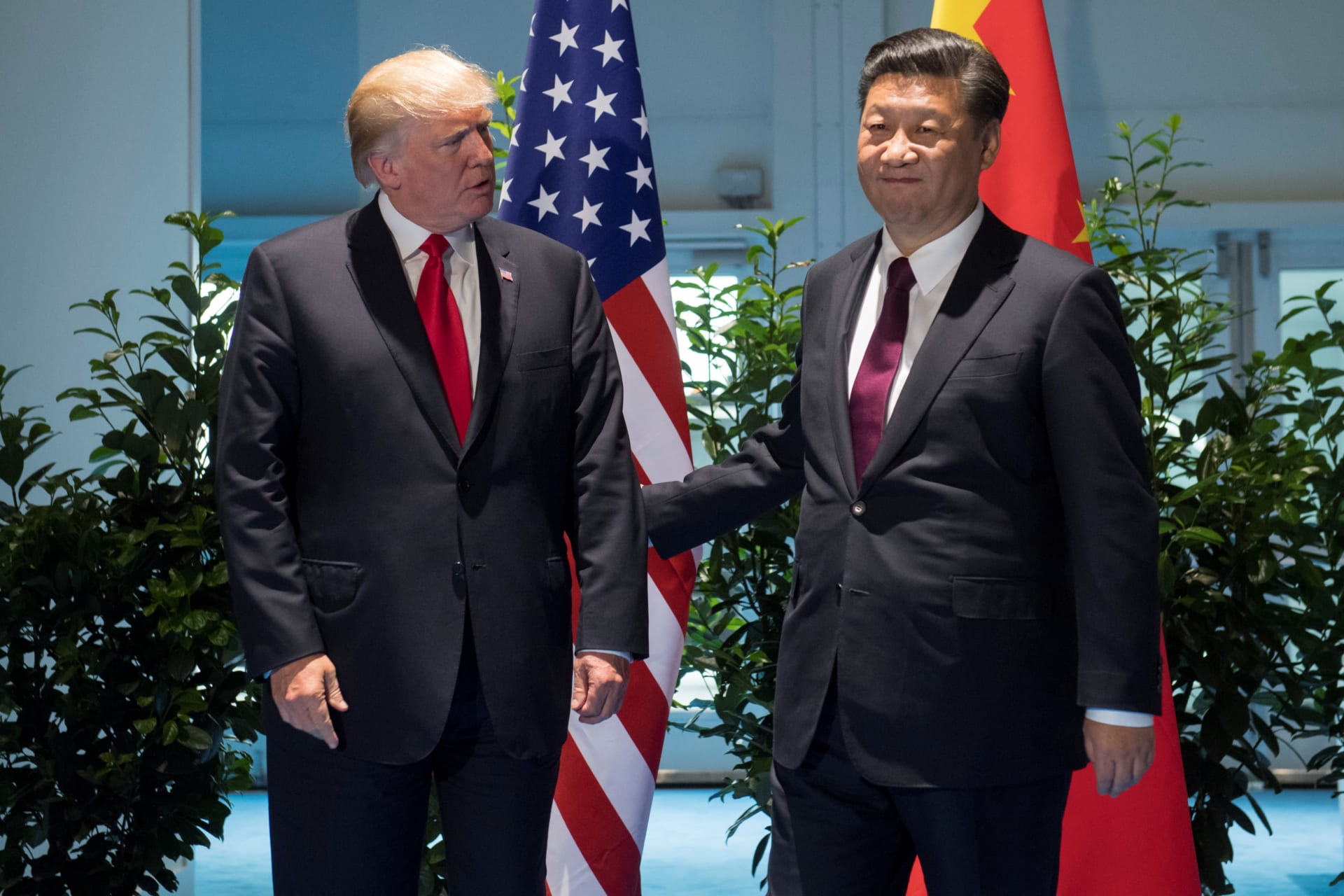 <p>U.S. President Donald Trump and Chinese President Xi Jinping meet on the sidelines of the G20 Summit in Hamburg, Germany, July 8, 2017.</p>
