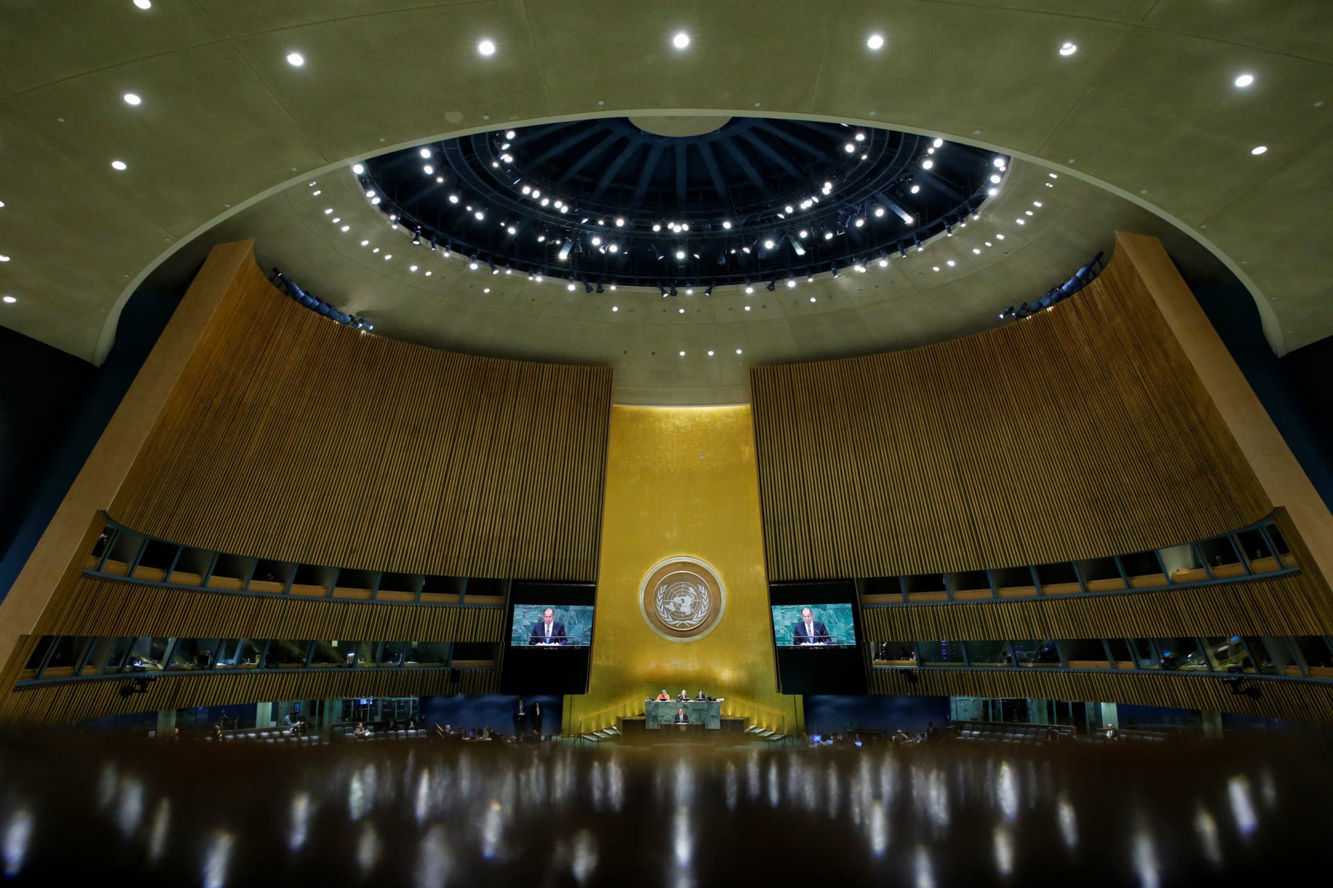 <p>Russian Foreign Minister Sergei Lavrov addresses the 73rd session of the United Nations General Assembly on September 28, 2018. </p>