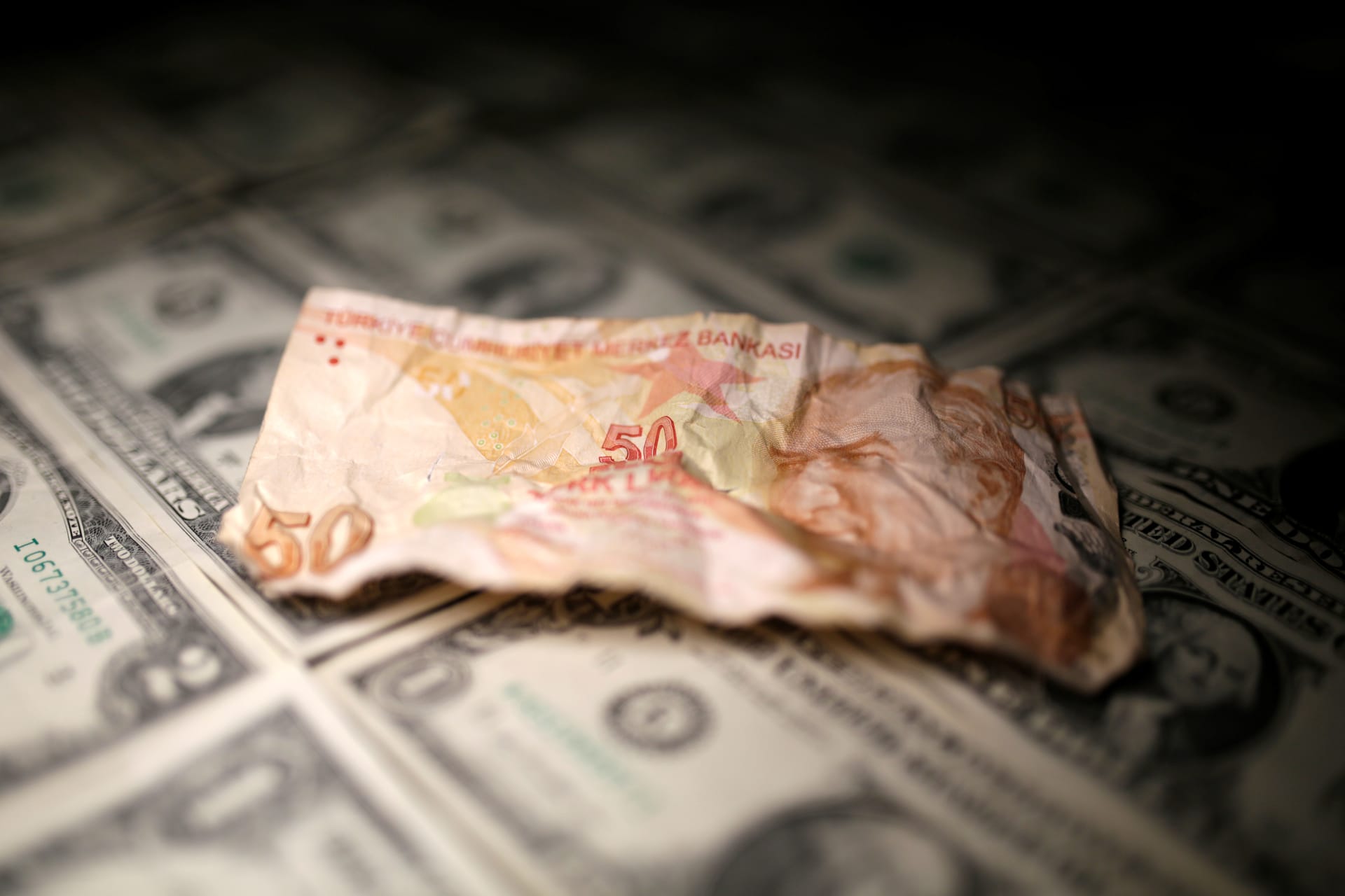 <p>Turkish Lira and Dollar banknotes.</p>

