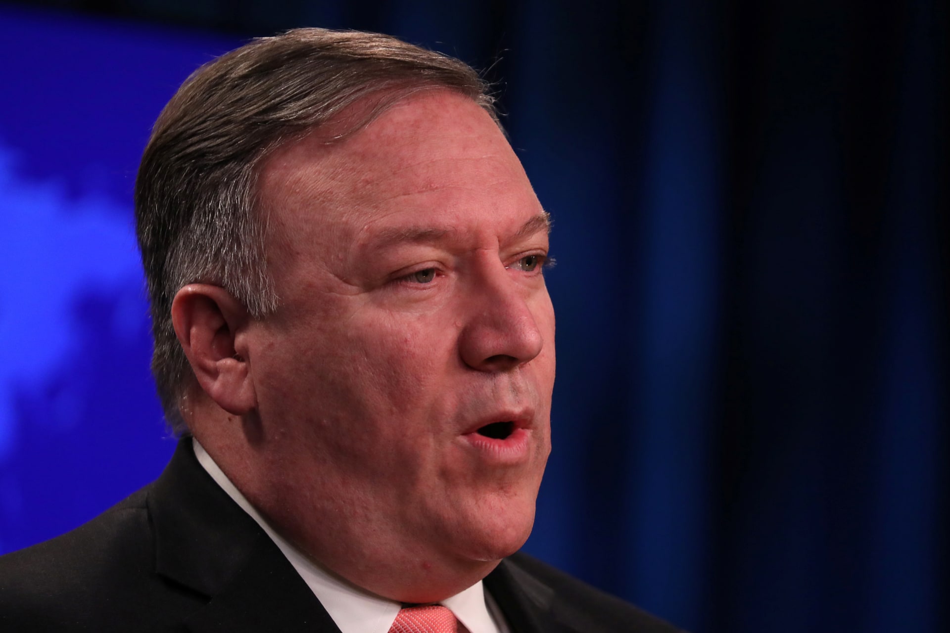 <p>U.S. Secretary of State Mike Pompeo speaks to reporters during a news briefing at the State Department in Washington, DC. </p>
