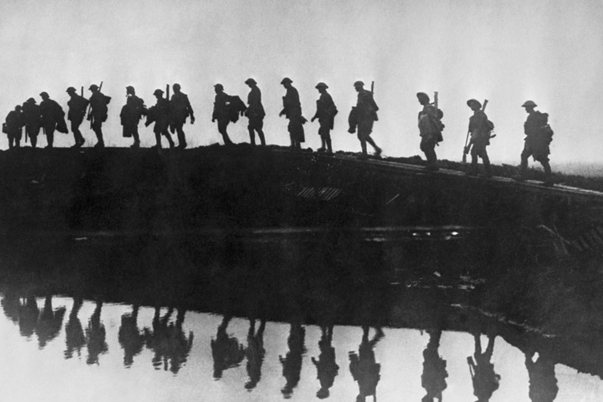 <p>Troops from the 1st Australian Division walk near Hooge, Belgium, during World War I fighting on October 5, 1917.</p>
