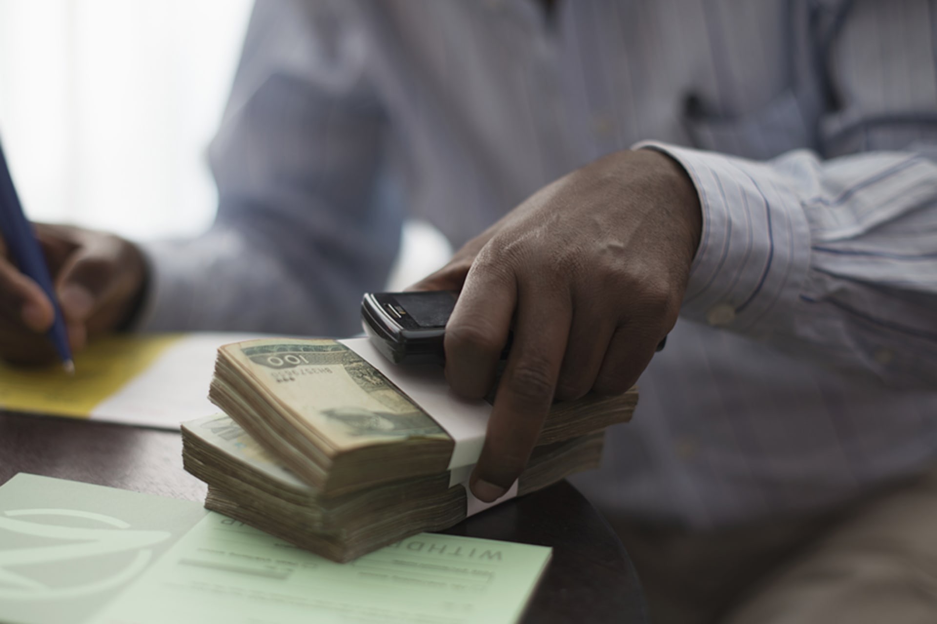 <p>A cash withdrawal of Ethiopian Birr at a bank in Addis Ababa. Ethiopia faces a number of significant vulnerabilities that pose continual and increasing risks of money laundering and terrorist financing. </p>
