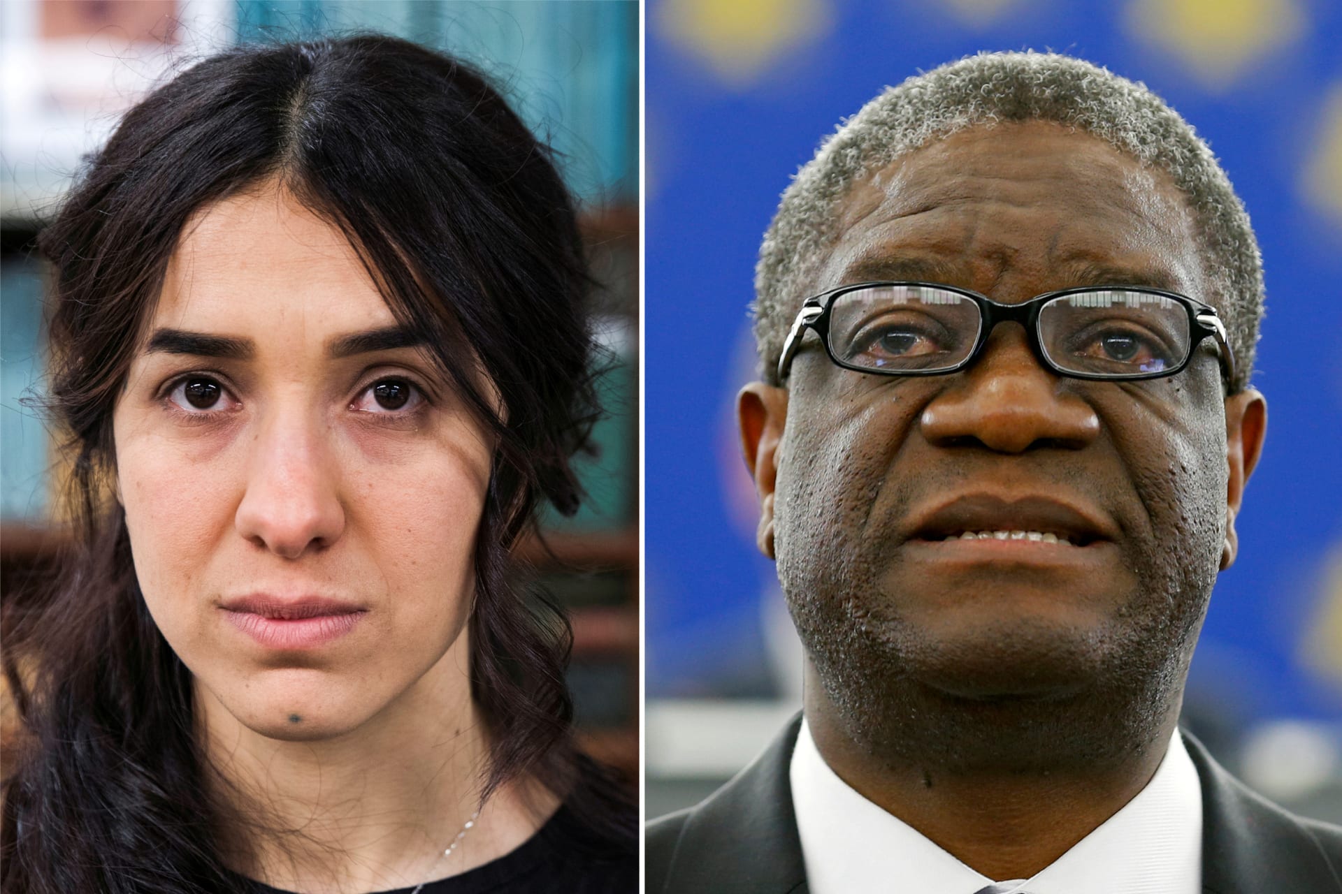 <p>Nobel Peace Prize 2018 winners Nadia Murad and Denis Mukwege.</p>
