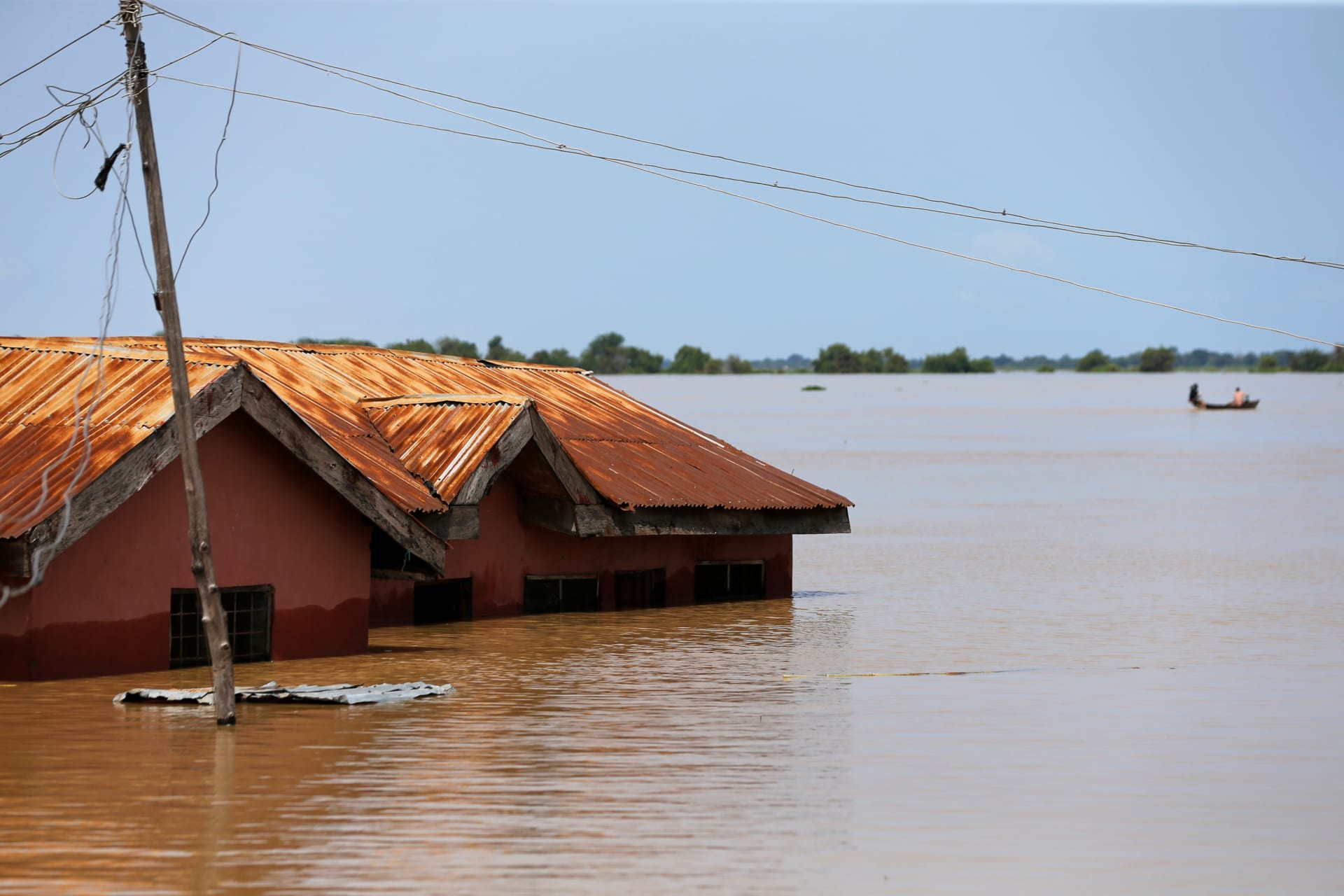 <p>A house partially submerged in flood waters is pictured in Lokoja city, Kogi State, Nigeria on September 17, 2018. </p>

