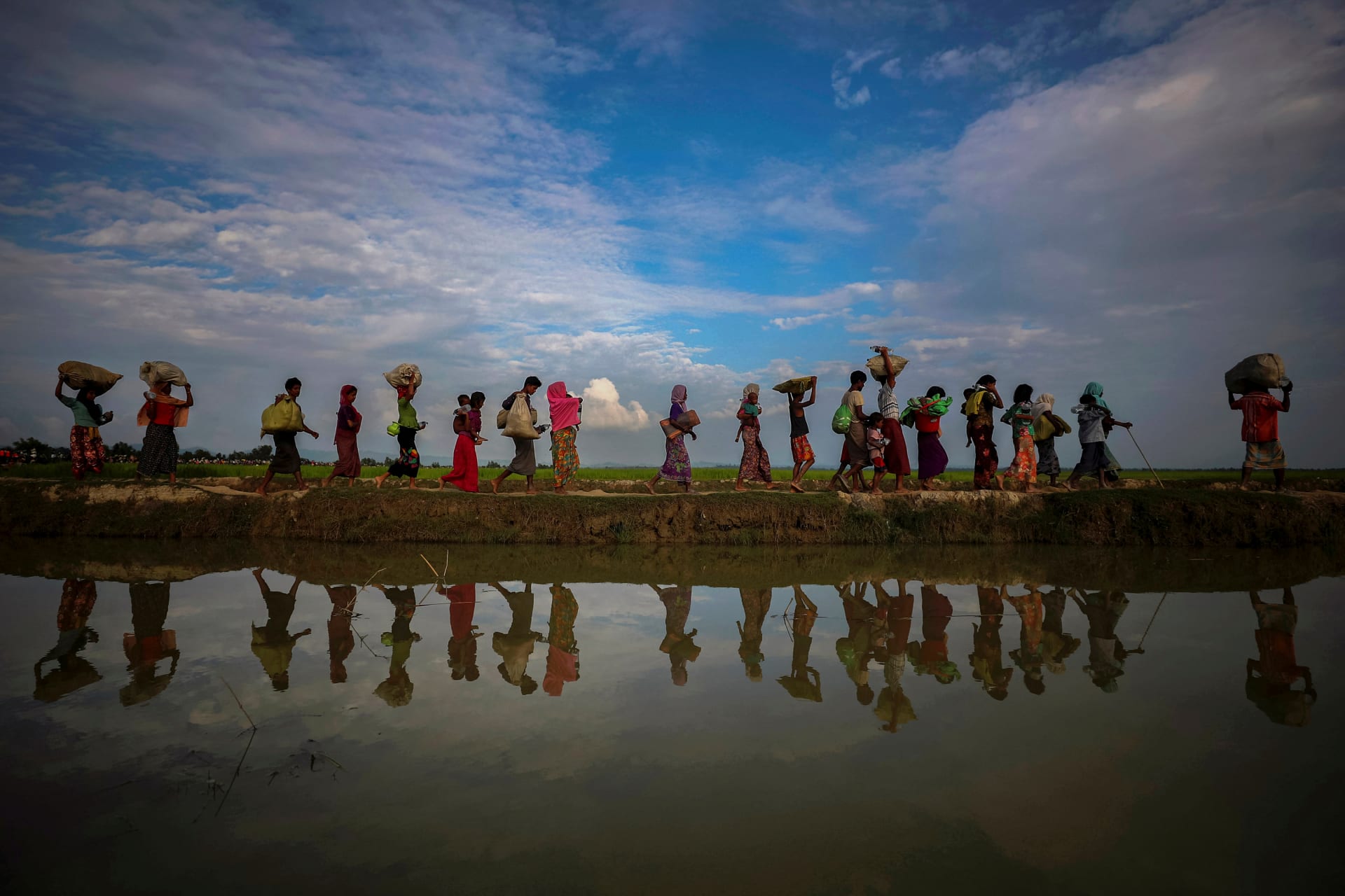 <p>Rohingya refugees are seen after fleeing from Myanmar into Bangladesh in November 2017.</p>
