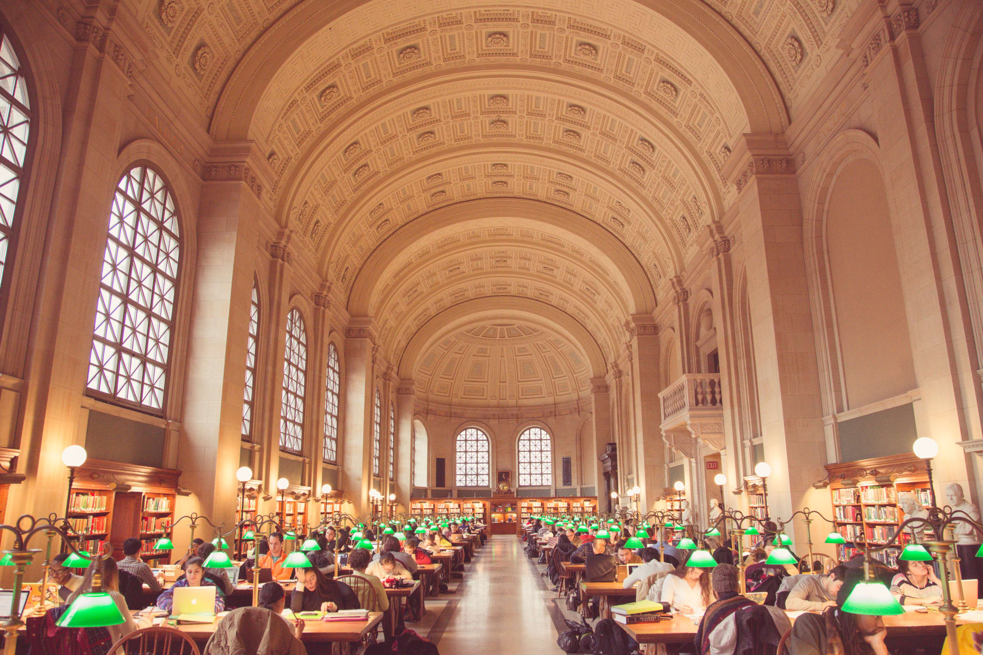 <p>The Boston Public Library’s reading room.</p>
