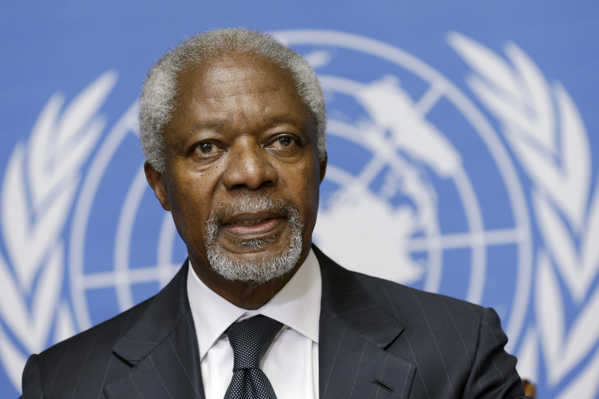 <p>Former Secretary-General Kofi Annan addresses a news conference at the United Nations in Geneva on August 2, 2012.</p>

