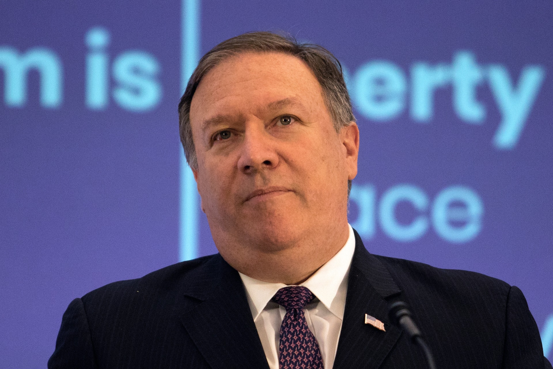 <p>U.S. Secretary of State Mike Pompeo at a press conference at the State Department in Washington, DC, on July 26, 2018.</p>
