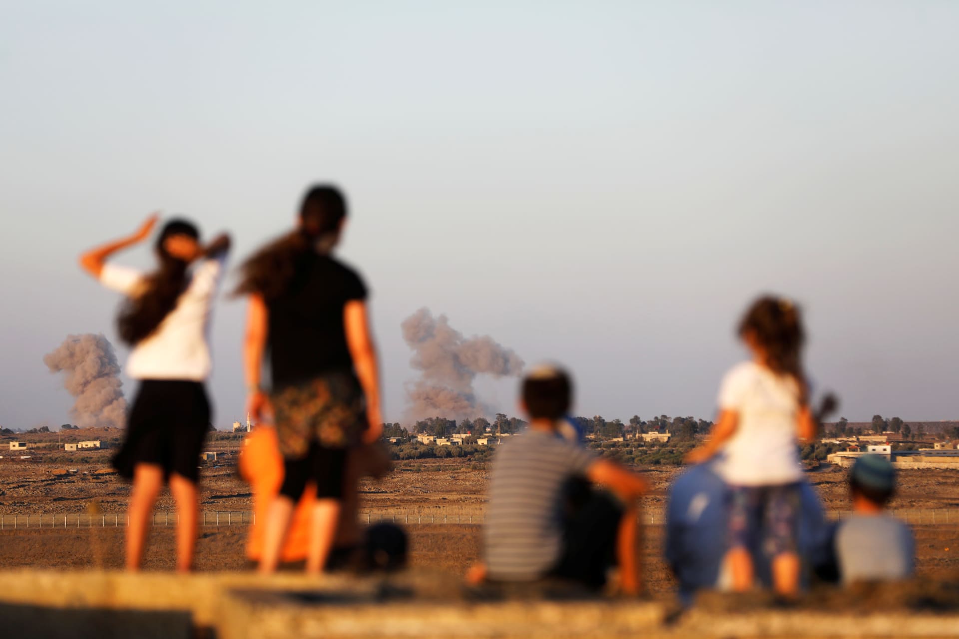 <p>Smoke following an explosion on July 23, 2018, in Syria, as seen from the Israeli-occupied Golan Heights. </p>
