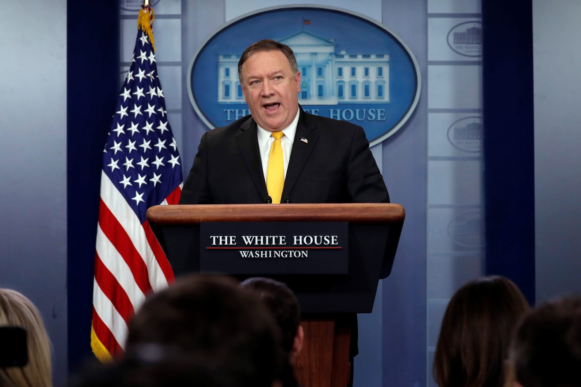 <p>U.S. Secretary of State Mike Pompeo attends the daily briefing at the White House in Washington on June 7, 2018.</p>

