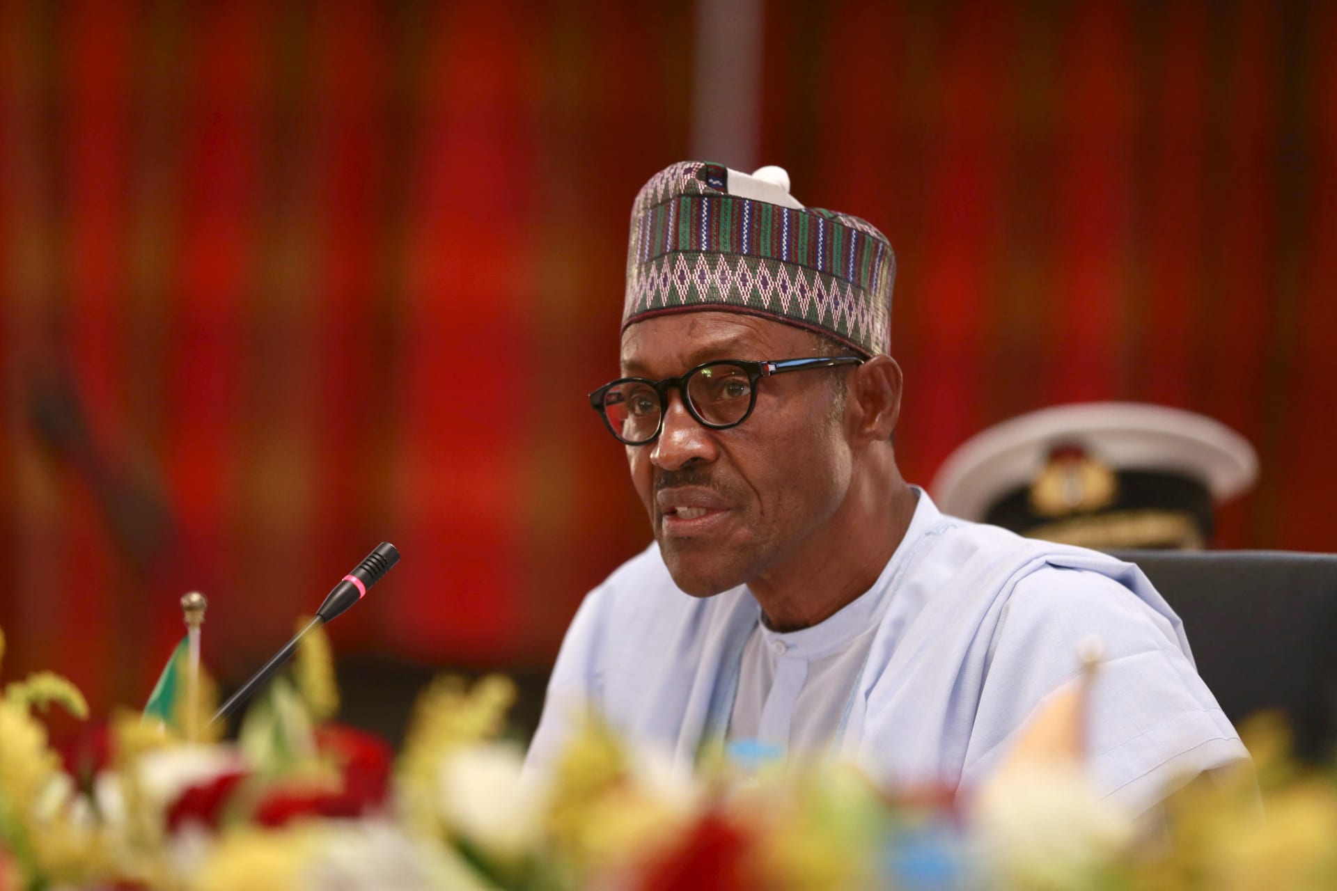 <p>Nigeria’s President Muhammadu Buhari speaks at the Summit of Heads of State and Governments of the Lake Chad Basin Commission at Nnamdi Azikiwe International Airport Abuja, Nigeria June 11, 2015.</p>
