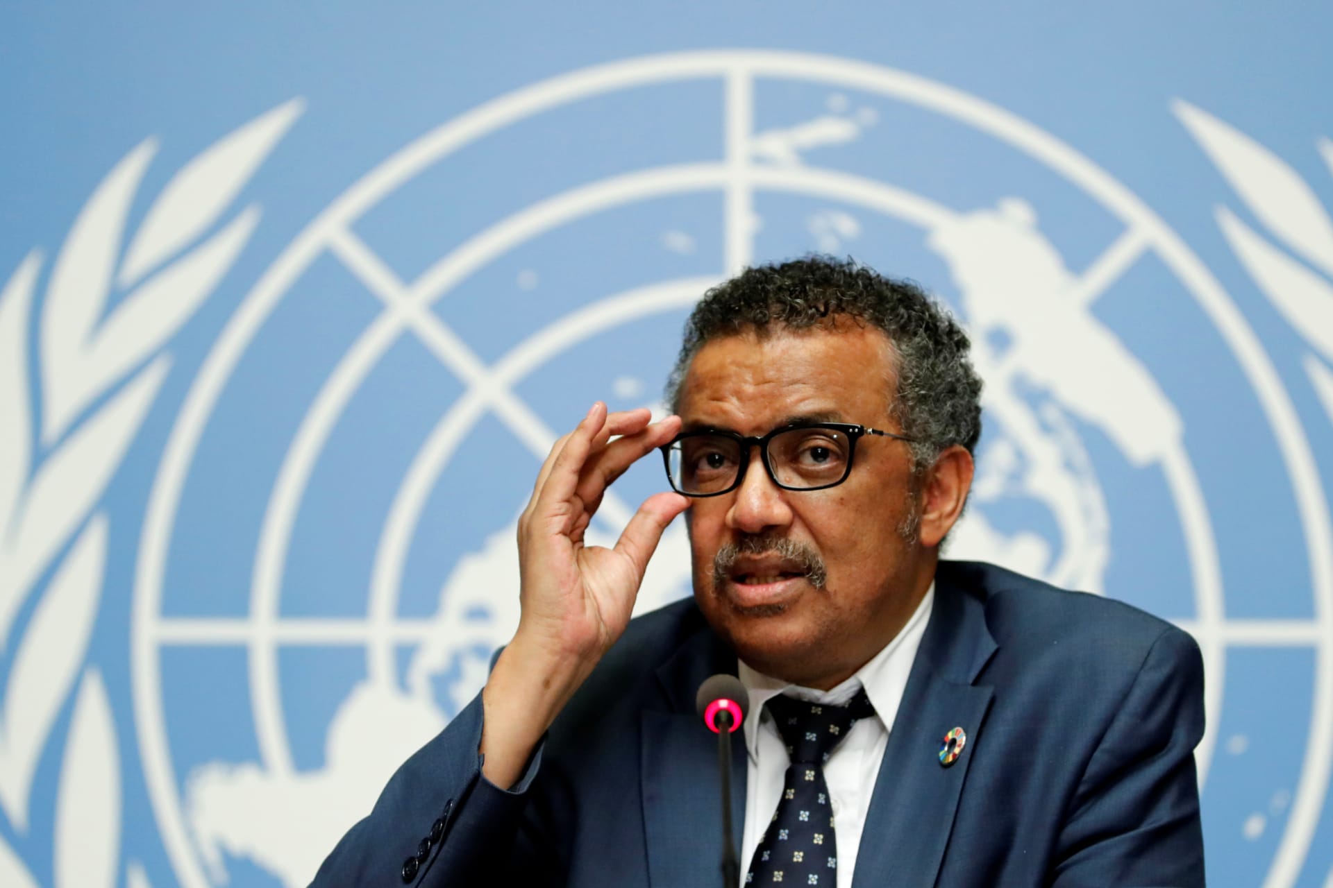 <p>WHO Director-General Tedros Adhanom Ghebreyesus attends a news conference at the United Nations in Geneva, Switzerland on May 18, 2018. </p>
