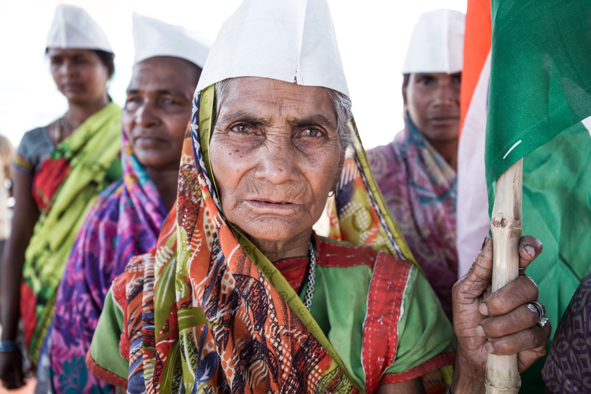 <p>Women from the Indian Dhenga village oppose a land acquisition by companies and the Indian government, saying that the land belongs to them and their children and that it is needed for their social and economic well-being and survival, March 27, 2015.</p>
