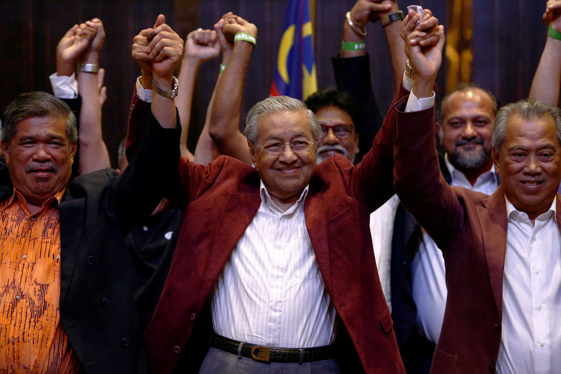 <p>Mahathir Mohamad reacts during a news conference after this week’s general election, in Petaling Jaya, Malaysia, on May 10, 2018.</p>
