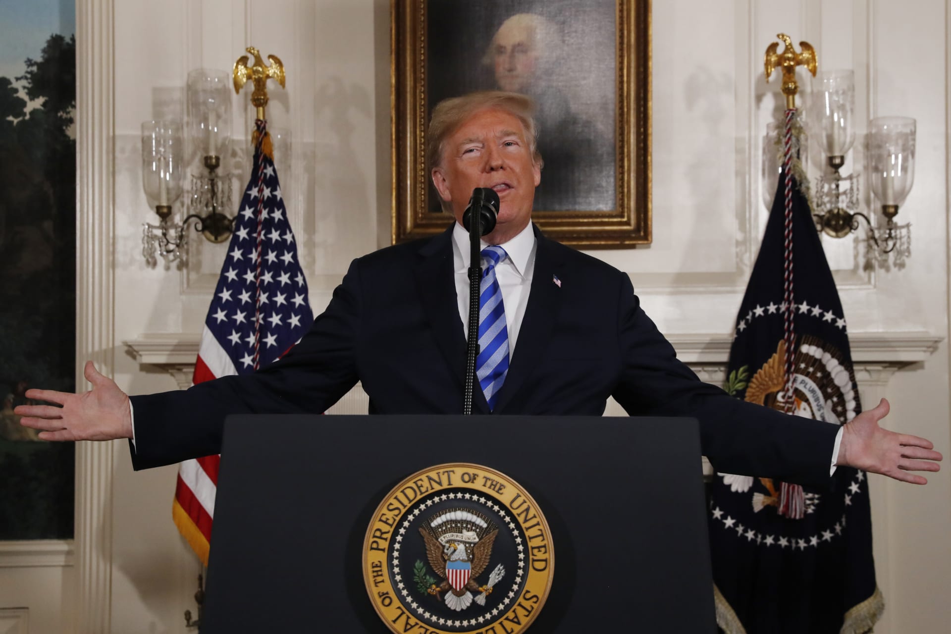 <p>U.S. President Trump announces his decision on the Iran nuclear agreement. </p>
