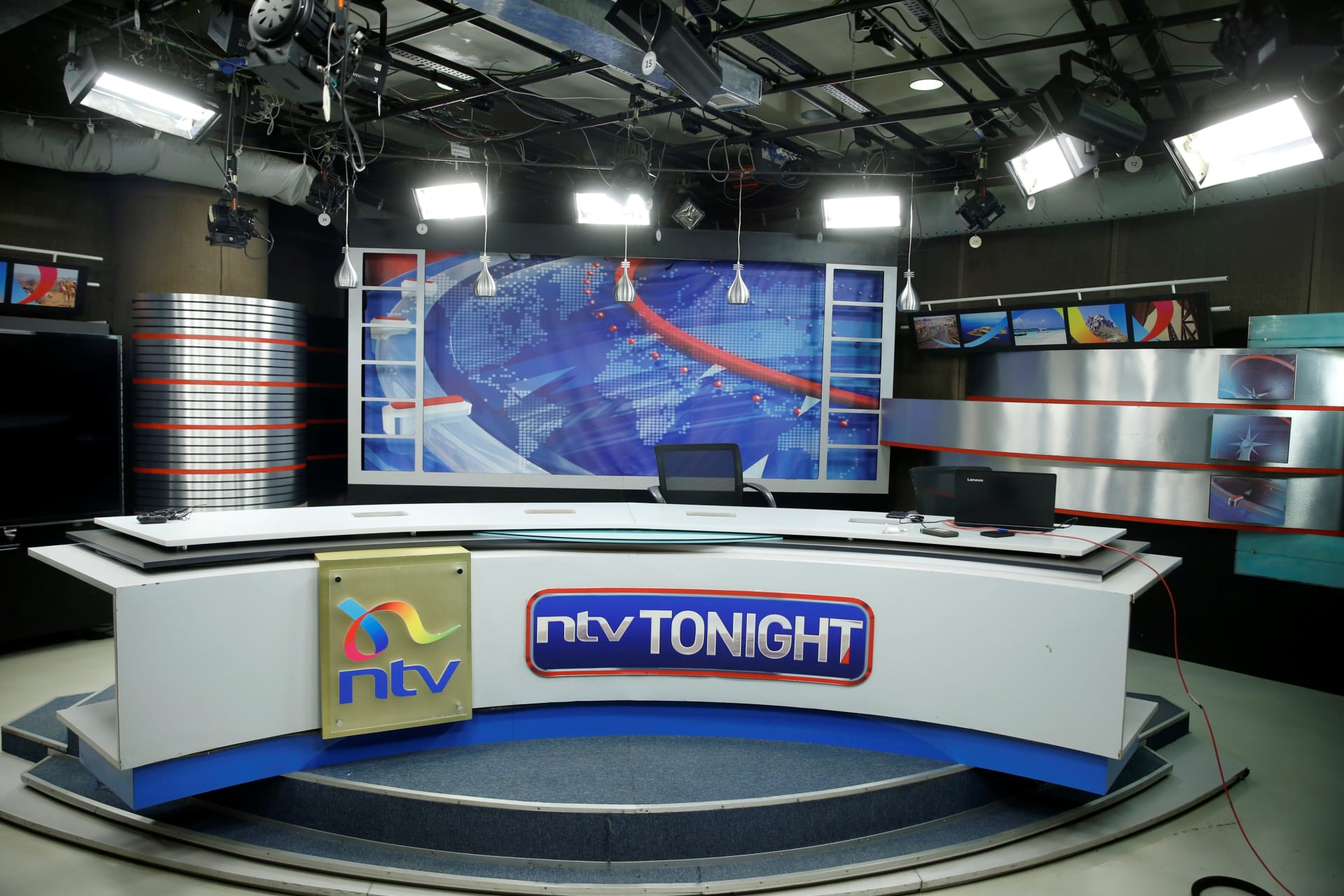 <p>An empty studio of the NTV channel, which was shutdown by the Kenyan government because of their coverage of opposition leader Raila Odinga’s symbolic presidential inauguration in February, in Nairobi, Kenya, February 1, 2018.</p>
