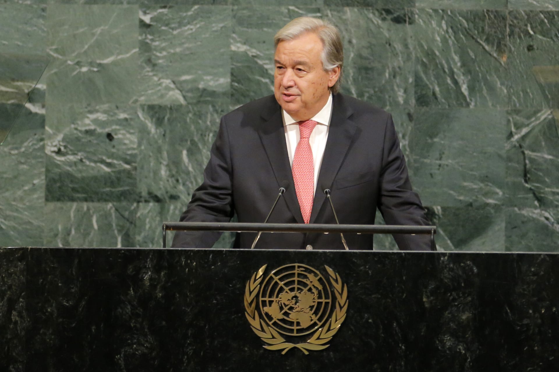<p>United Nations Secretary-General António Guterres at the 72nd UN General Assembly in New York, U.S., September 19, 2017</p>
