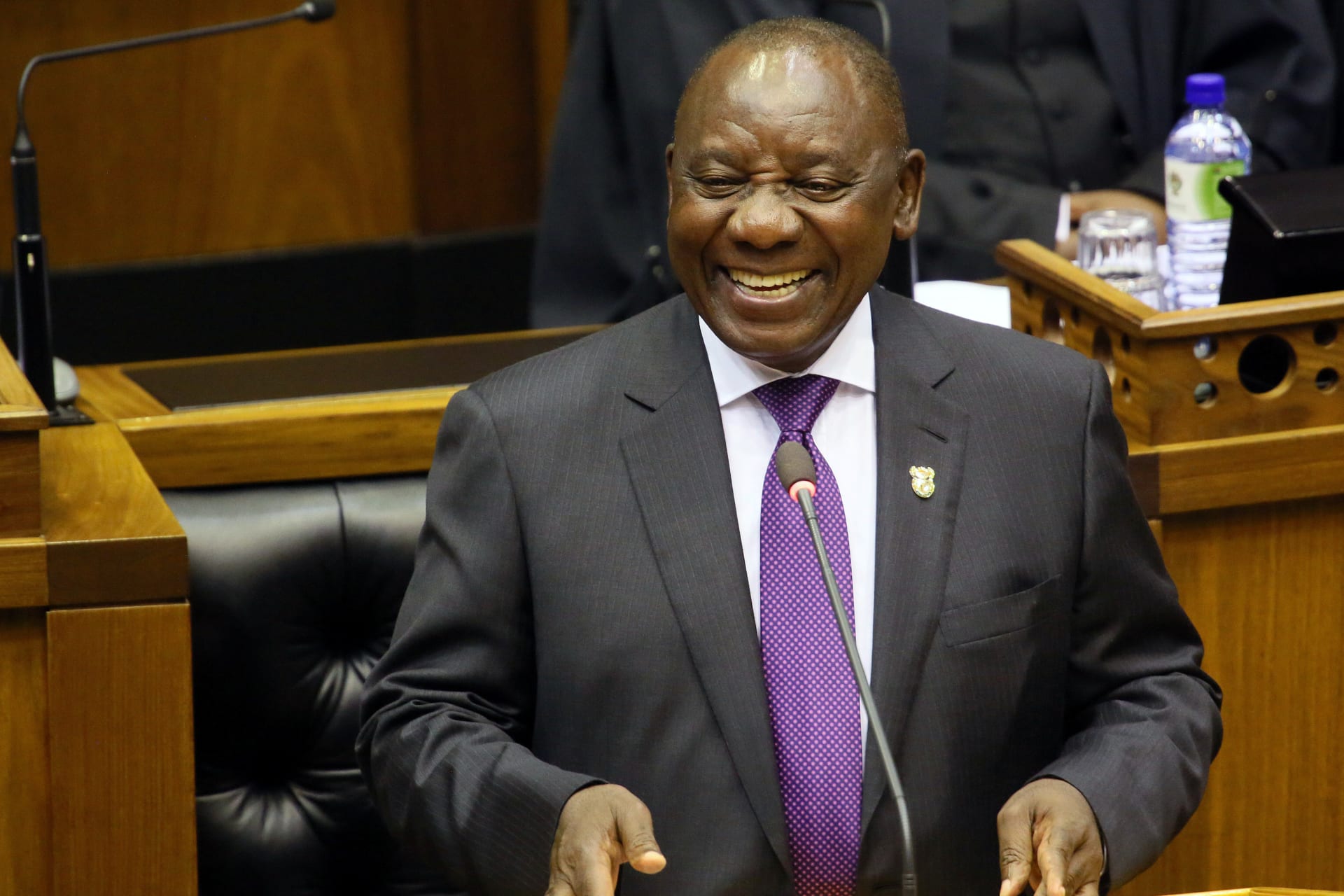 <p>President Cyril Ramaphosa delivers his State of the Nation address at Parliament in Cape Town, South Africa, February 16, 2018.</p>
