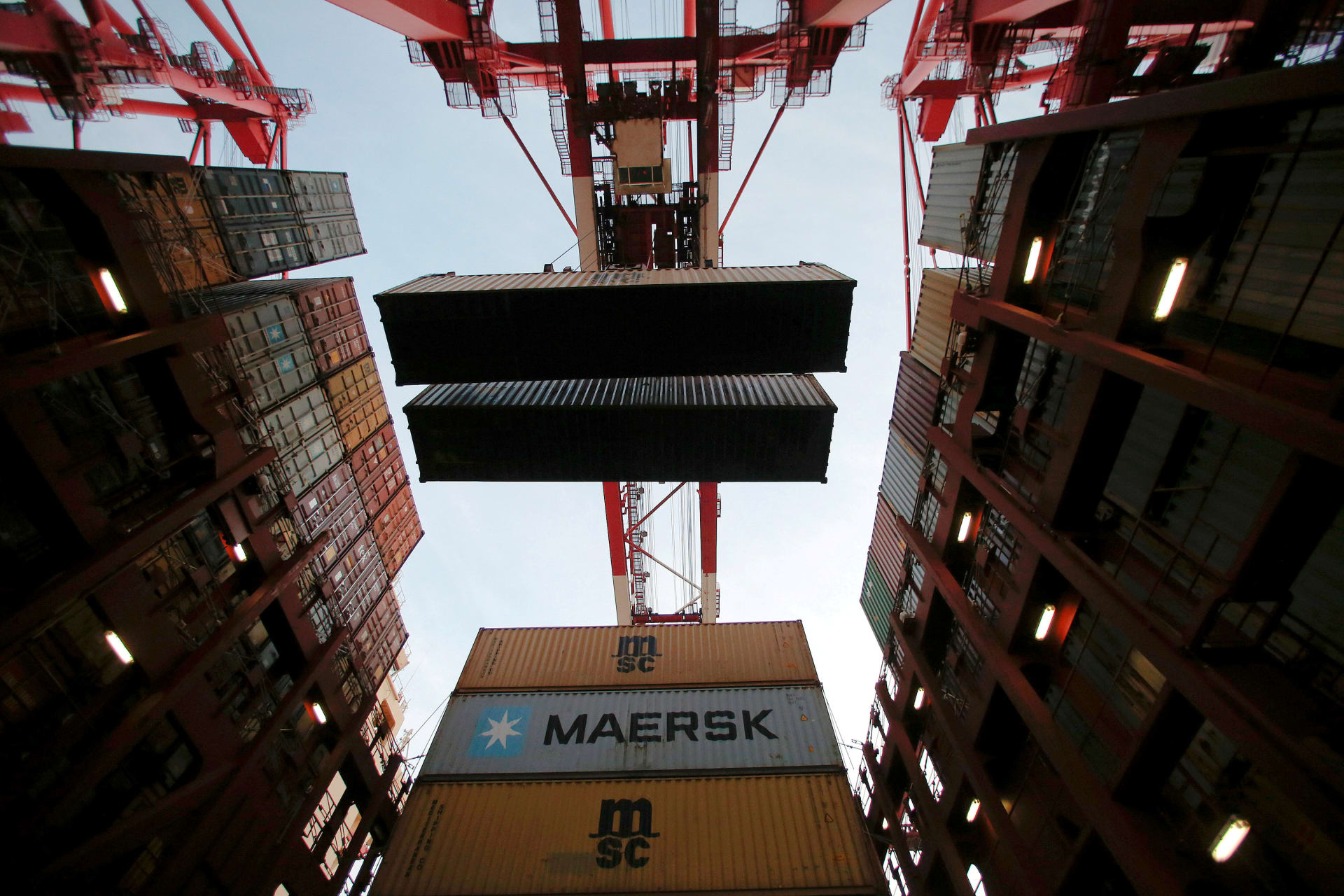 <p>A Maersk ship in China in 2016</p>
