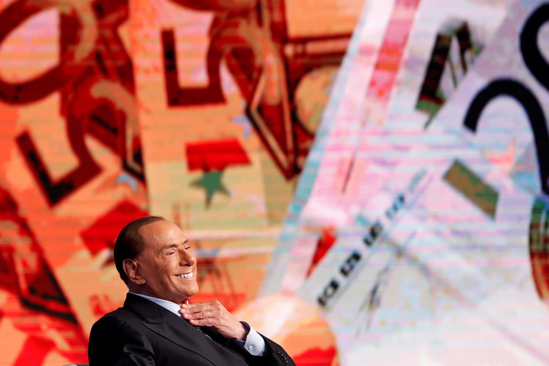 <p>Italy’s former Prime Minister Silvio Berlusconi smiles during the taping of the television talk show “Porta a Porta” (Door to Door) in Rome, Italy, on January 11, 2018.</p>
