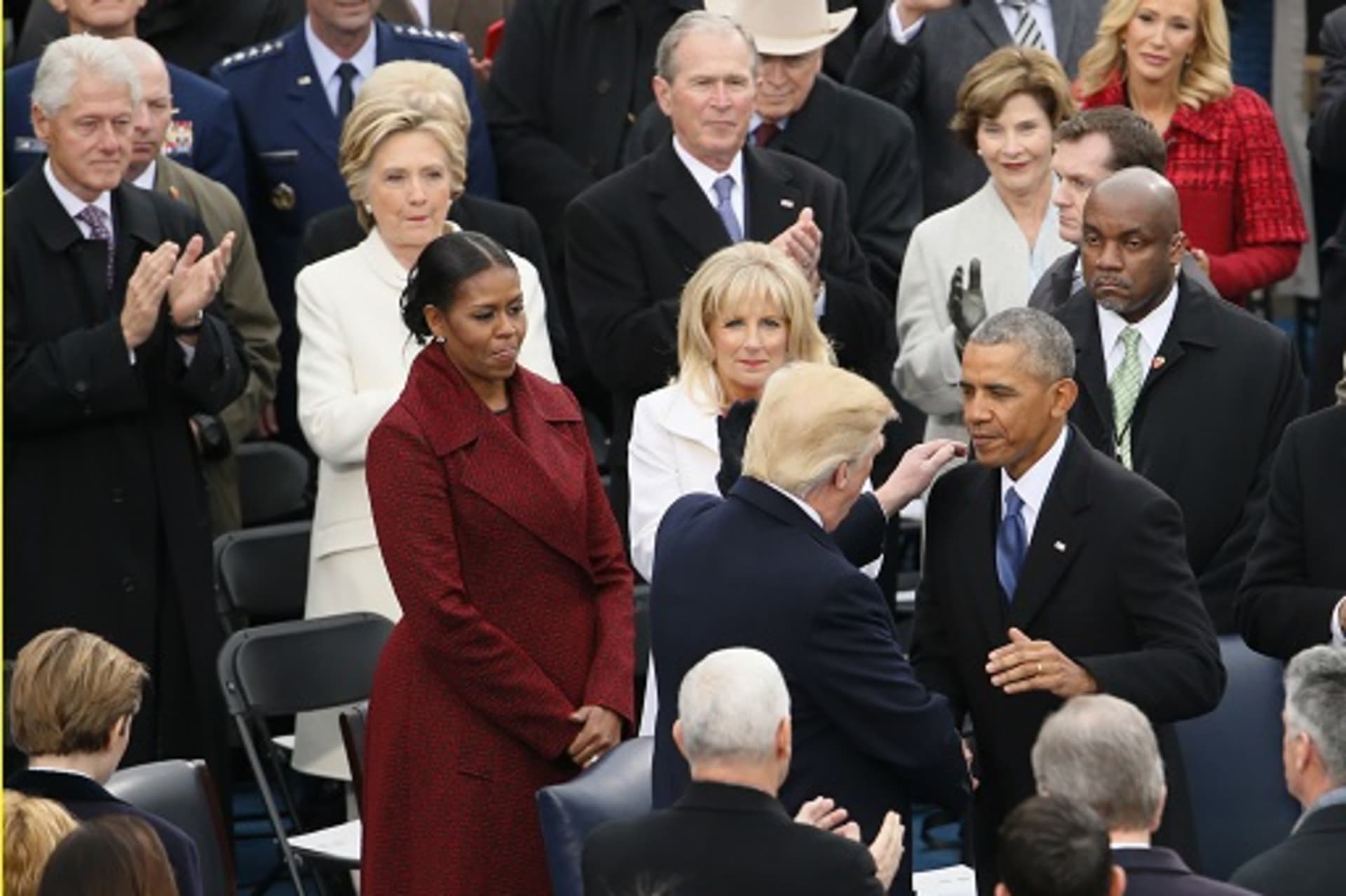 <p>Presidents Clinton, Bush, and Obama at President Trump’s inauguration. </p>
