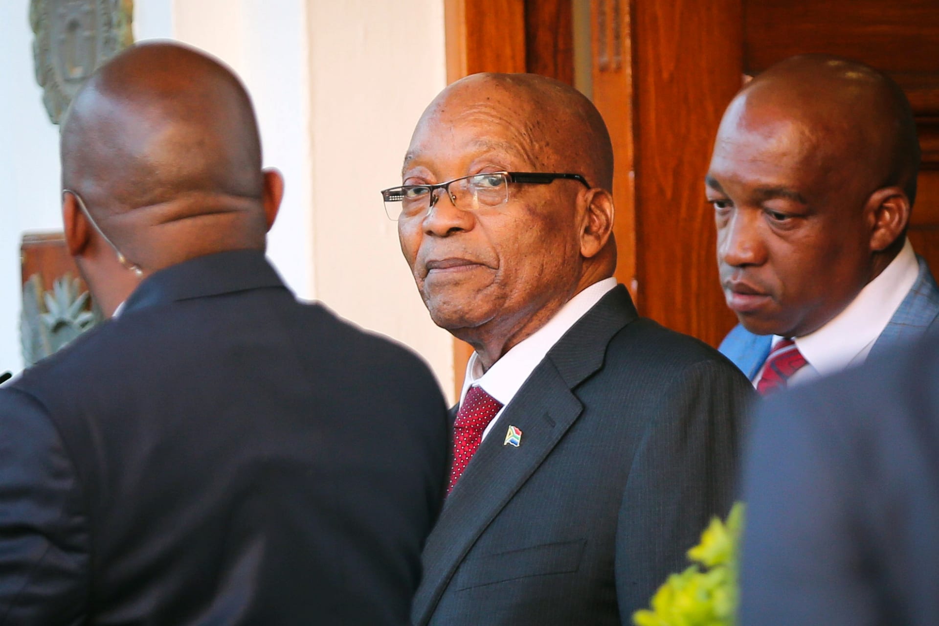 <p>President Jacob Zuma leaves Tuynhuys, the office of the Presidency at Parliament in Cape Town, South Africa, February 7, 2018. This is where Zuma and Ramaphosa chaired a routine cabinet committees meeting.</p>
